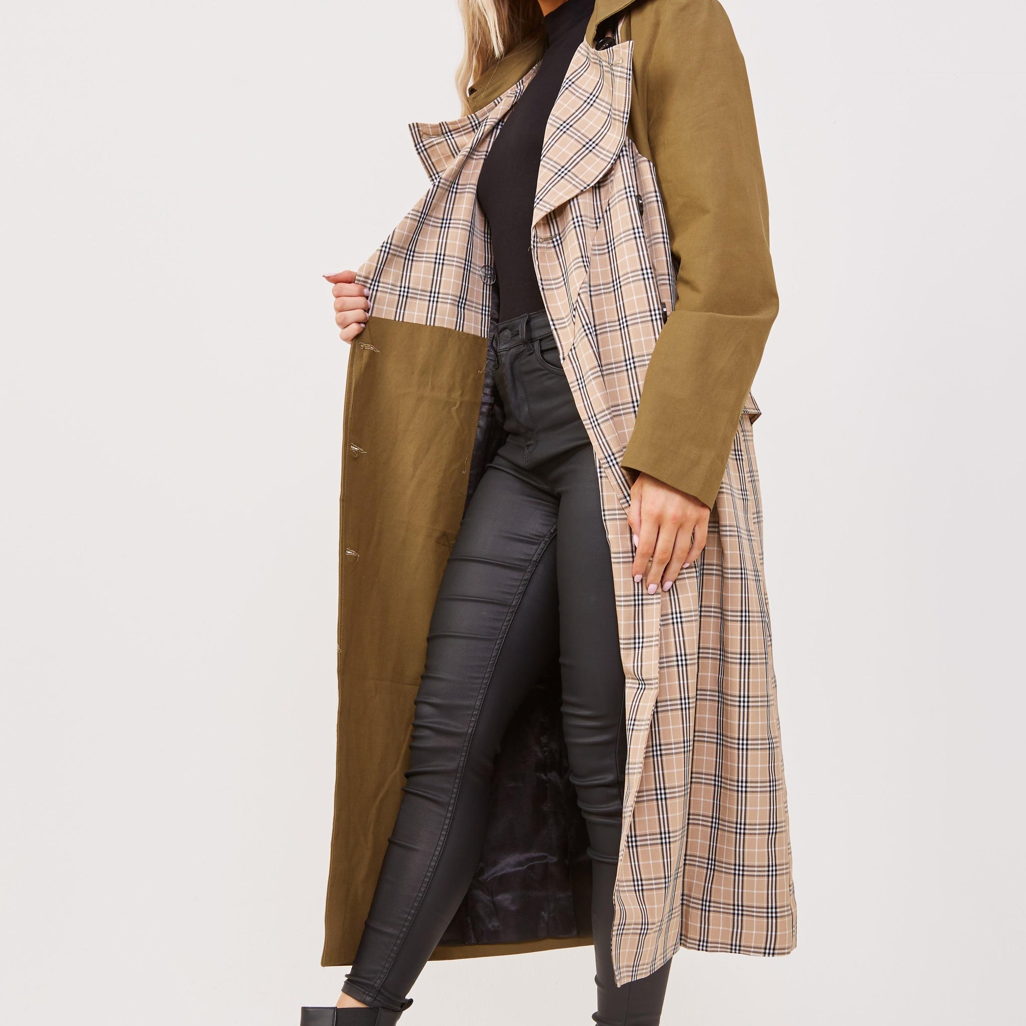 Stone Chen Contrast Panelled Trench Coat
