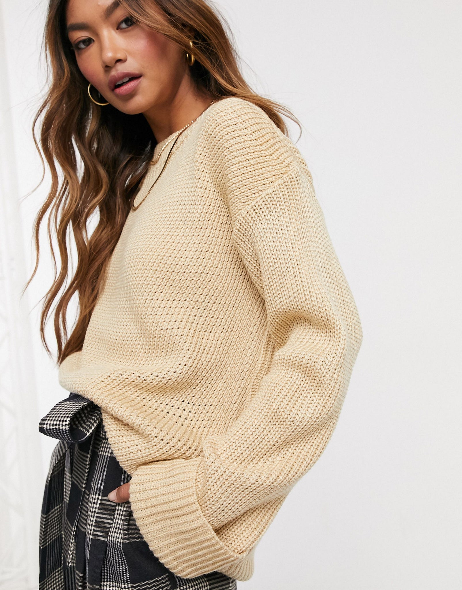 Unique21 High Neck Jumper In Oatmeal