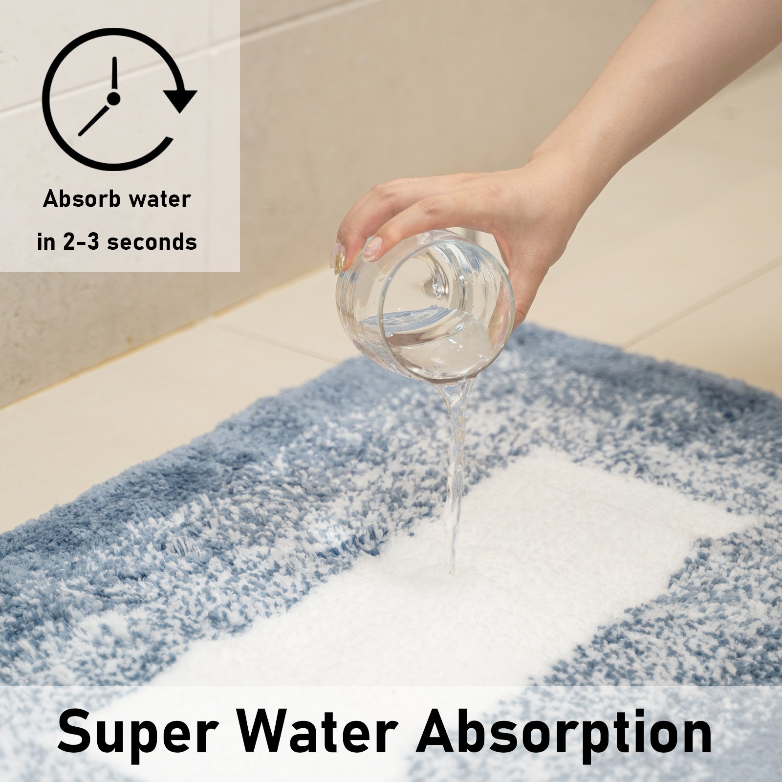 Akarise Bath mat, 2 Pieces, u Shape Toilet Rug, Ultra Soft Non-Slip Absorbent Bathroom Rug