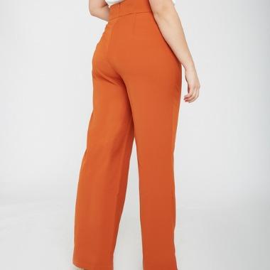 Curve Rust High Waisted Lace Up Trouser