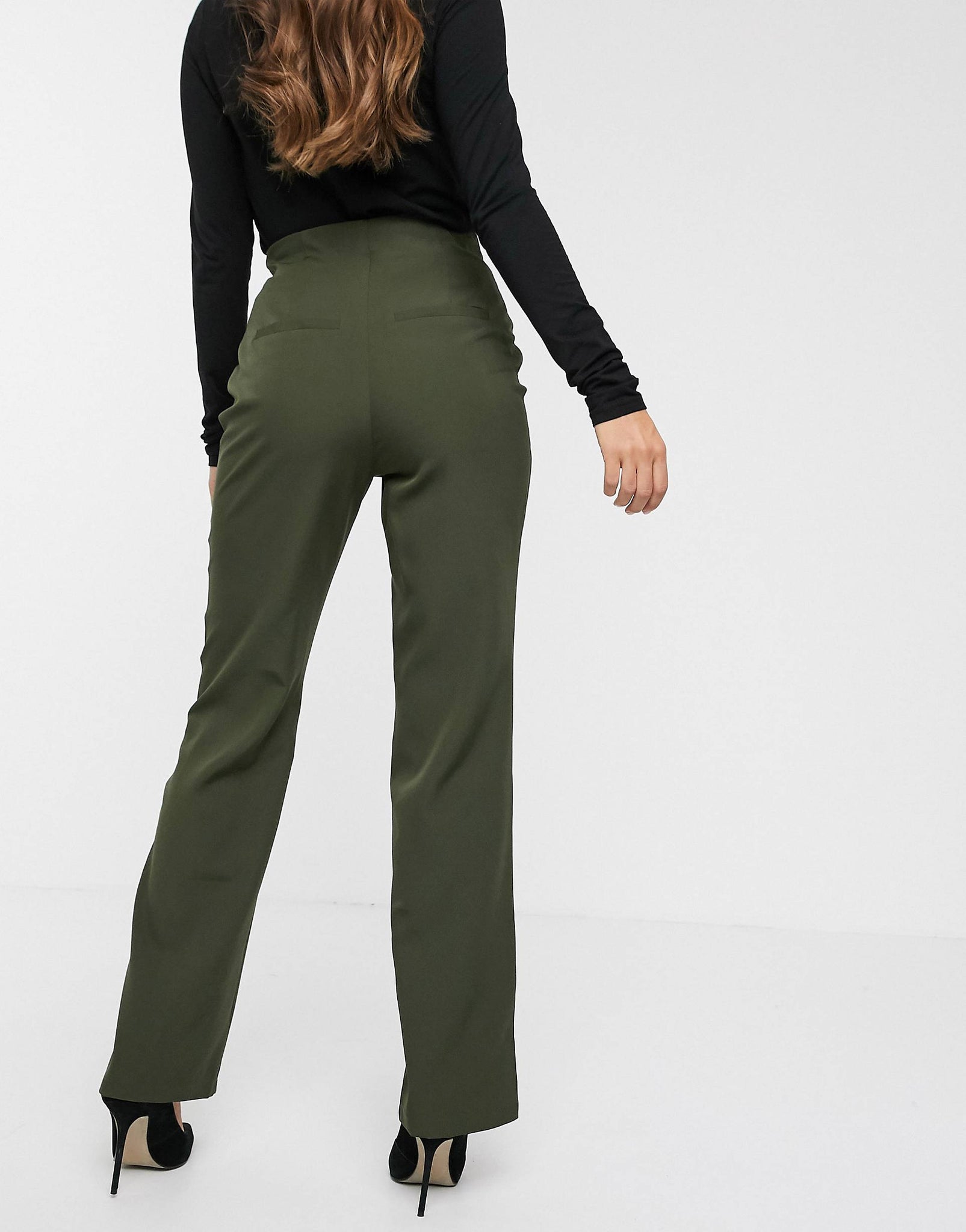 Military Gold Buttons Tailored Trousers In Khaki