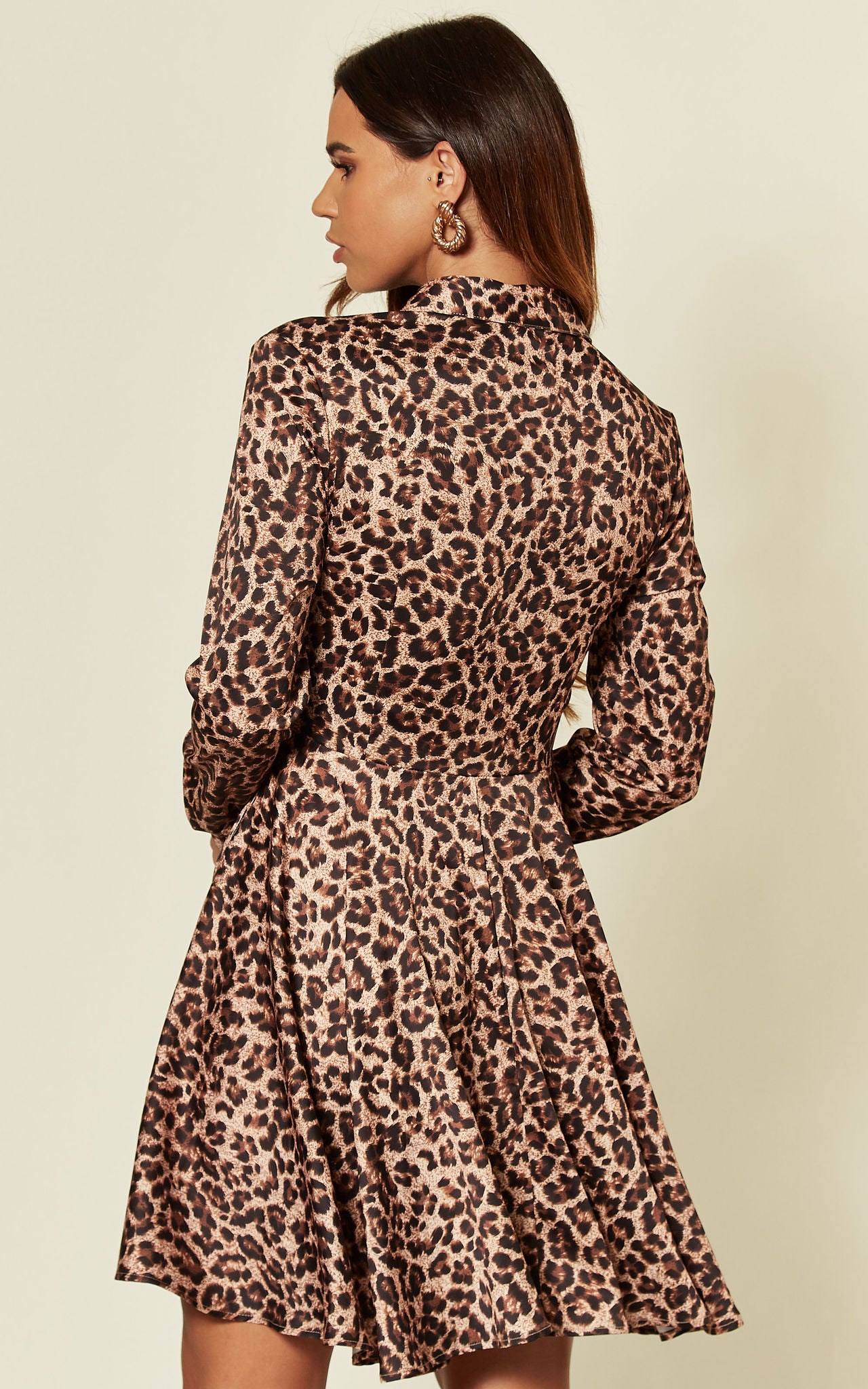 Luxe Satin Leopard Print Asymmetric Dress