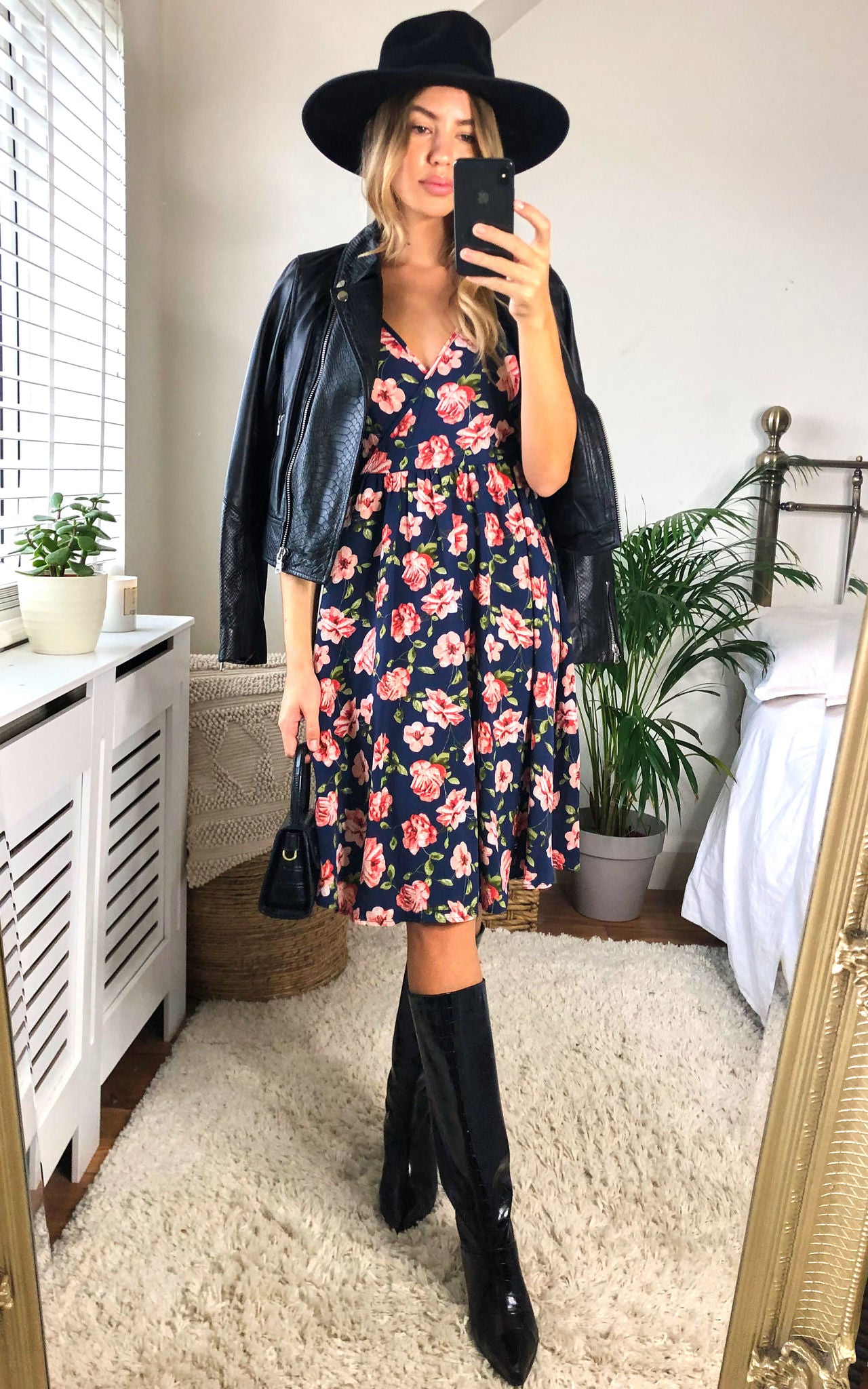 Unique21 Floral Print Dress Navy And Pink