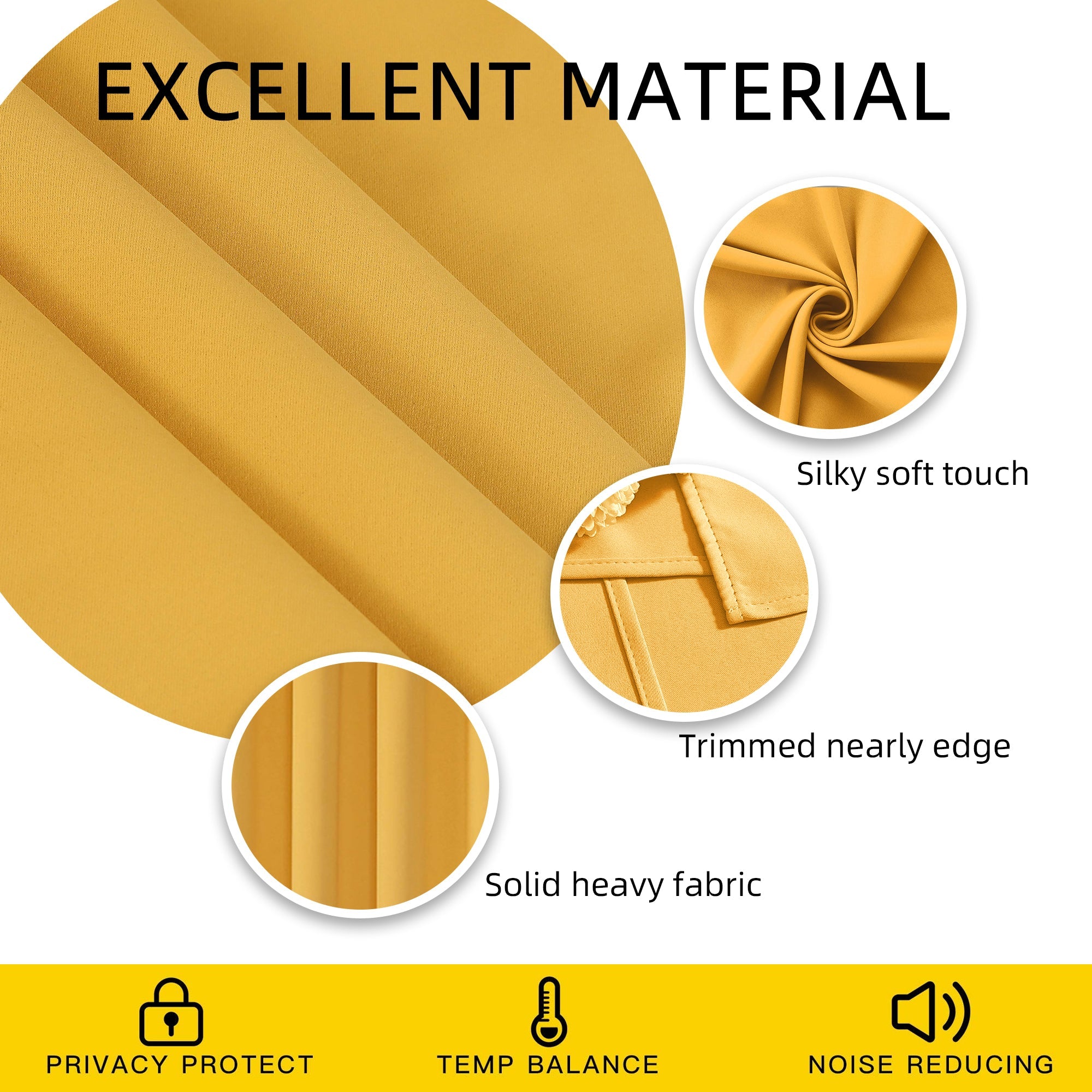 Akarise Blackout Curtains for Bedroom Living Room - 2 Panels, Yellow