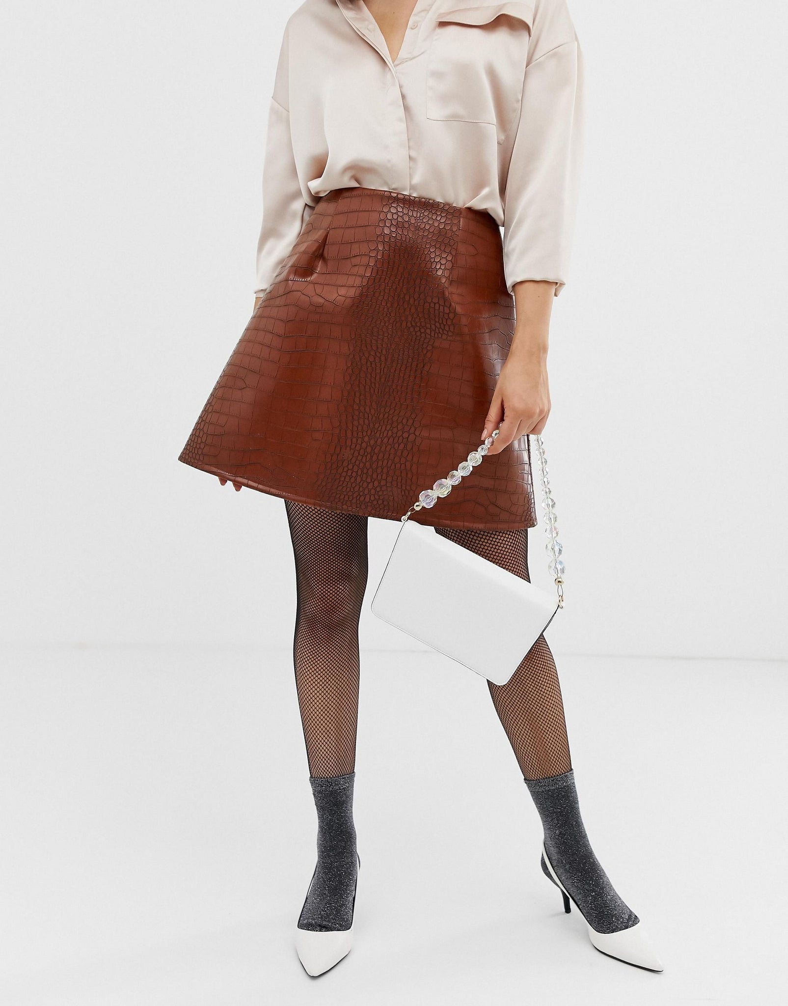 Unique21 Faux Leather A Line Skirt