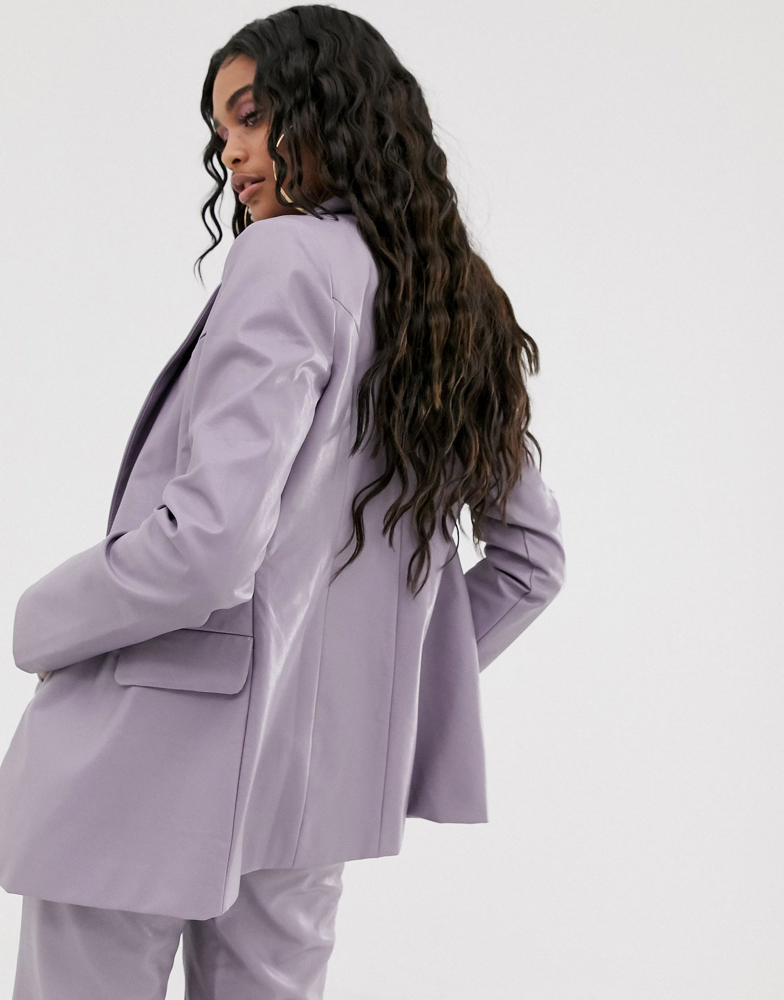 Unique21 Fitted Blazer In Lilac Pu Co-Ord