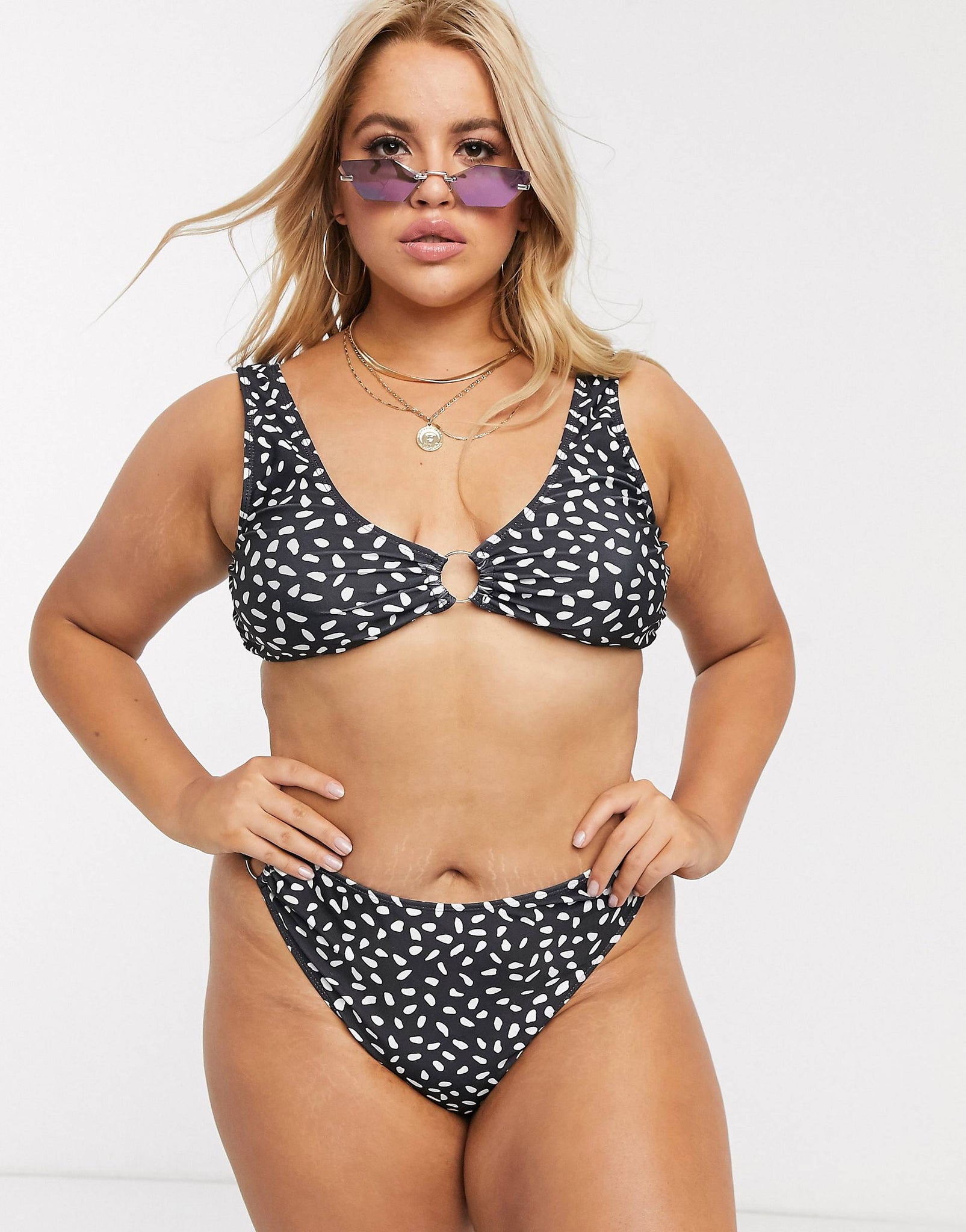 Hero Plus Abstract Spot Ring Trim Bikini Top