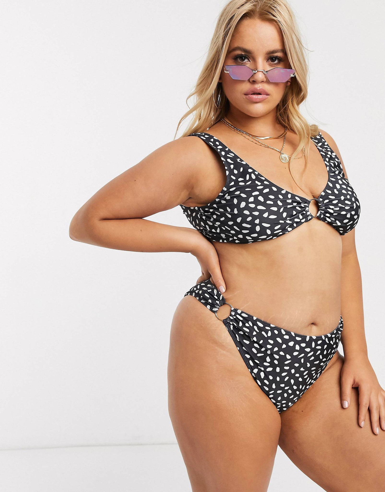 Hero Plus Abstract Spot Ring Trim Bikini Bottom