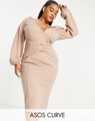 ASOS DESIGN sheer long sleeve top with shirred waist in pink leopard print