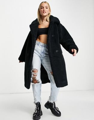 Topshop sheen puffer jacket with removeable sleeves in black