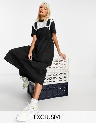 ASOS DESIGN soft denim seamed mini tea dress in midwash