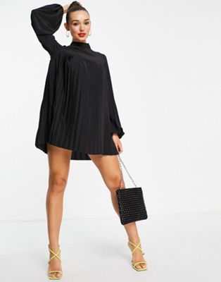 ASOS DESIGN relaxed satin long sleeve shirt in black