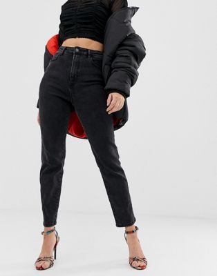 ASOS DESIGN shell button top with volume sleeve in black