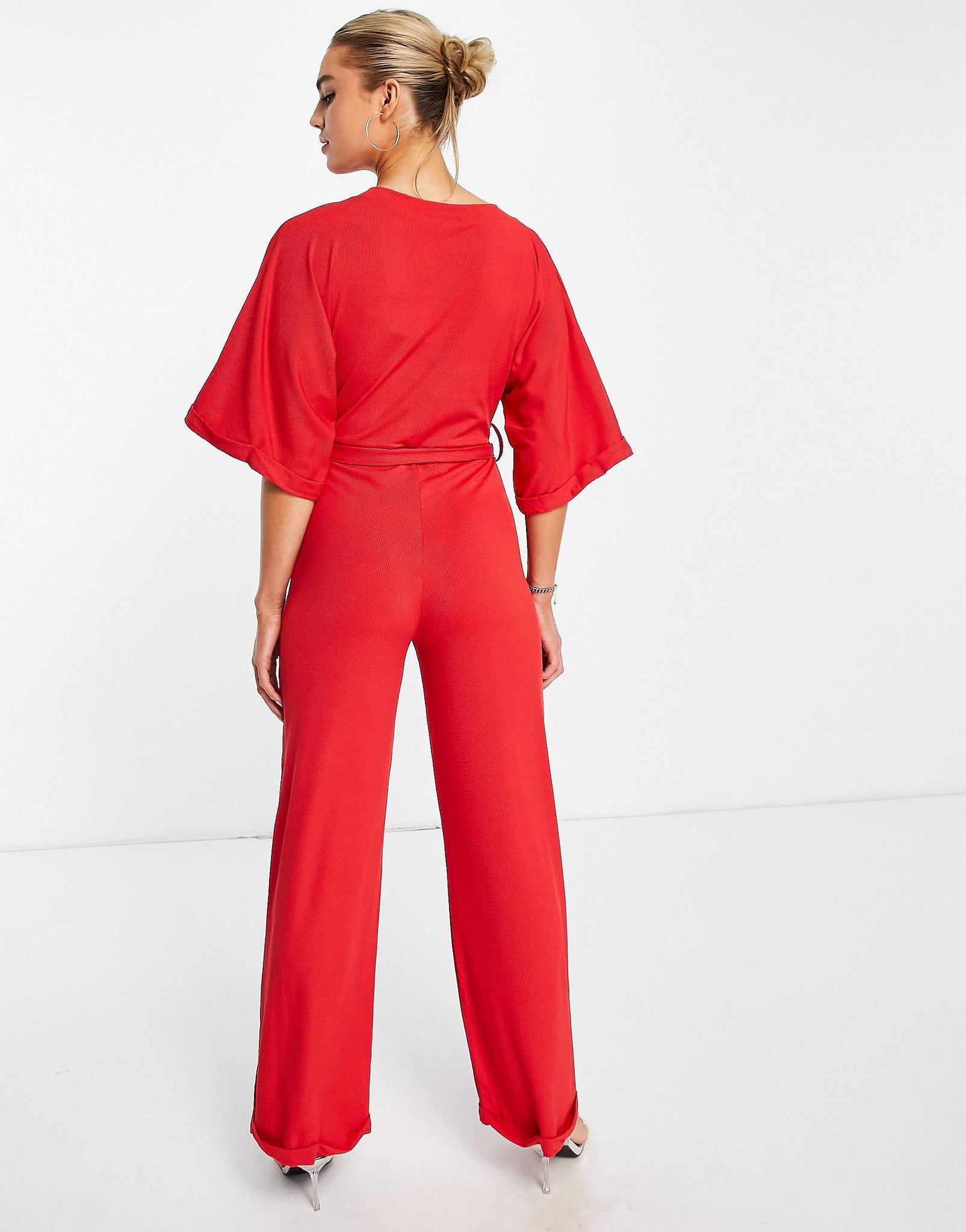 Unique21 Kimono Sleeve Jumpsuit In Red