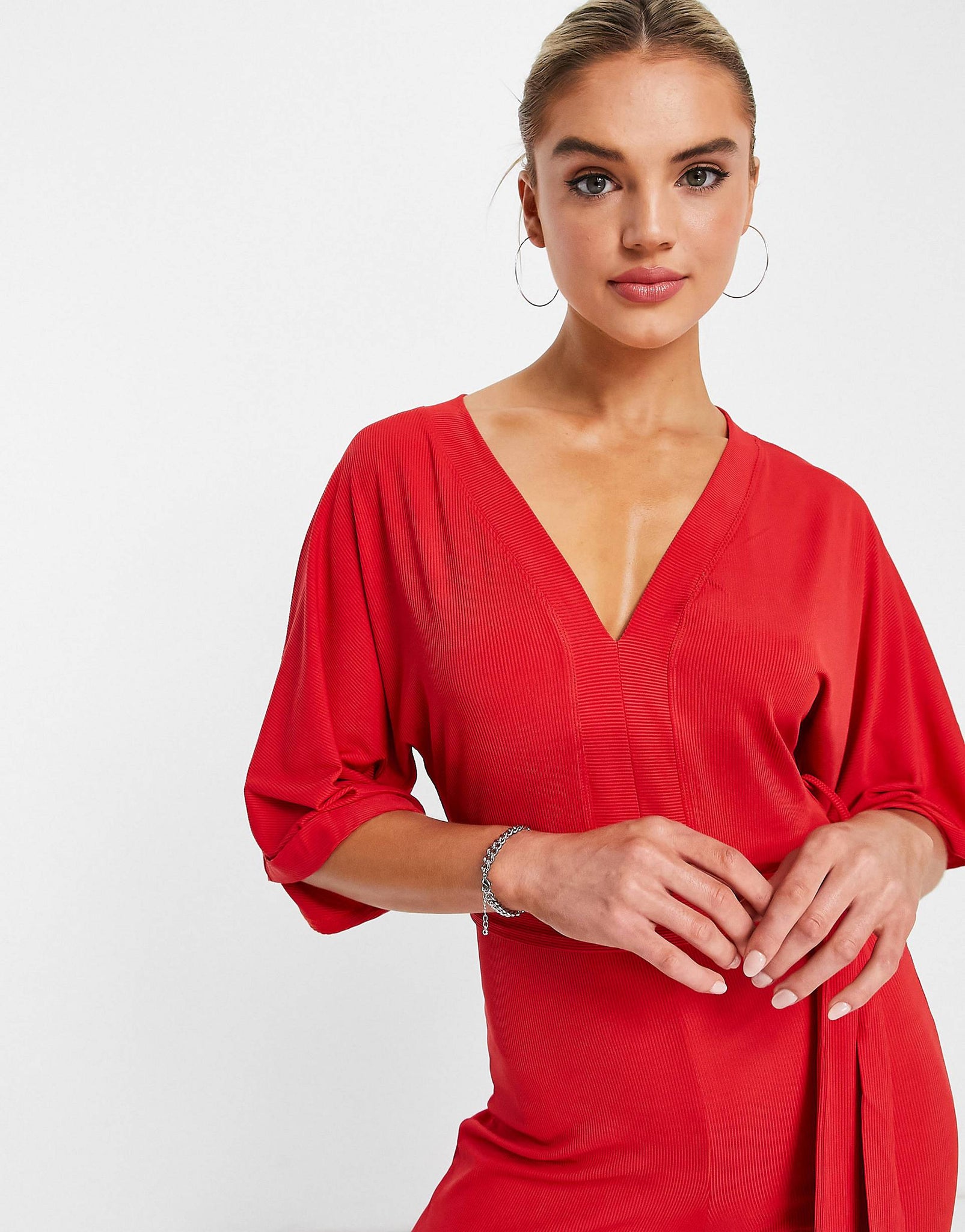 Unique21 Kimono Sleeve Jumpsuit In Red