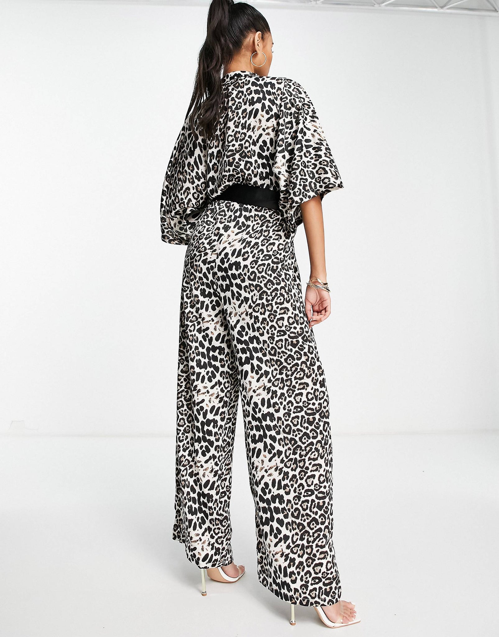 Unique21 Kimono Jumpsuit In Leopard