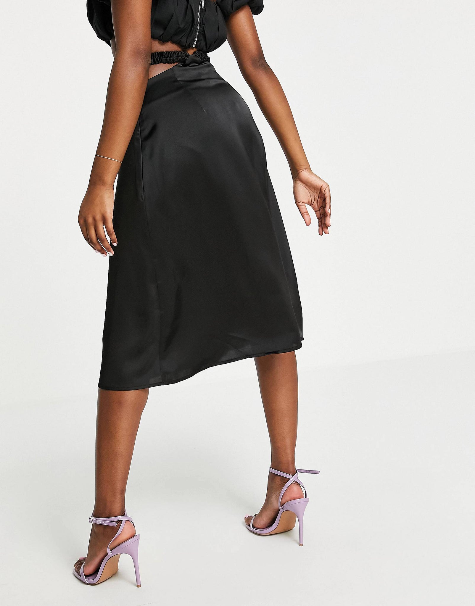 Unique21 Waist Detail Midi Skirt In Black