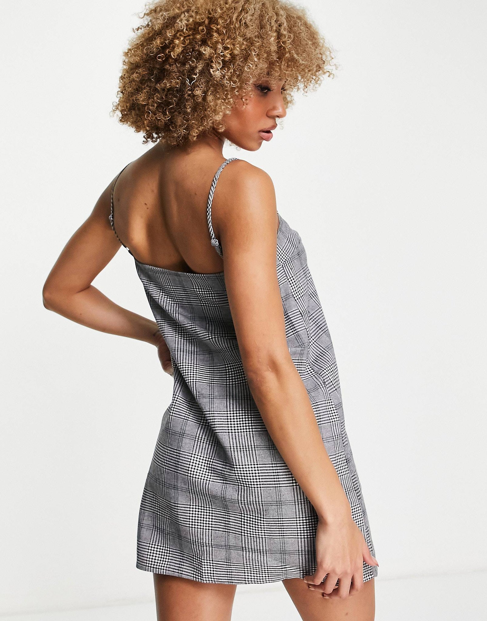 Unique 21 Strappy Mini Dress In Check