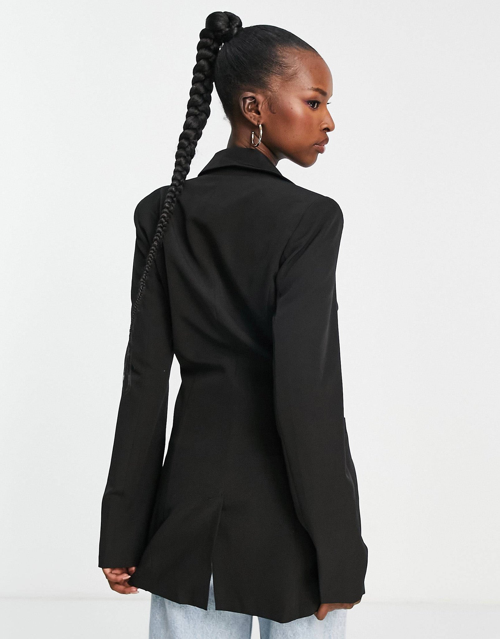 Unique21 Fitted Longline Blazer In Black