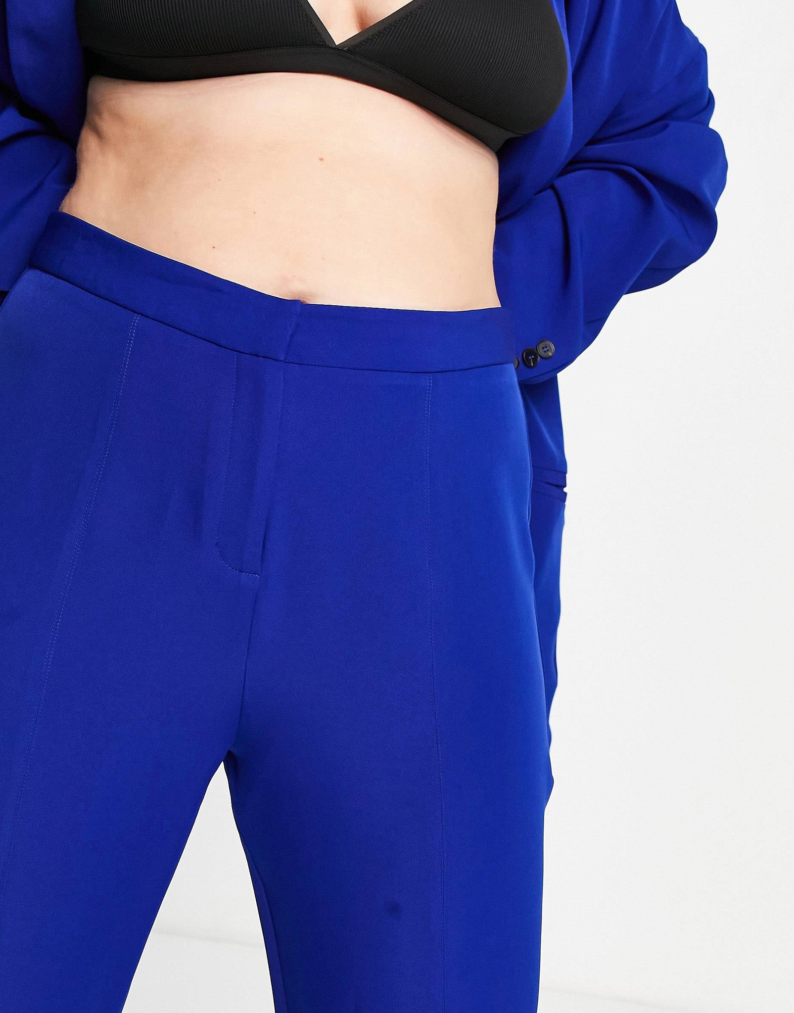 Plus flare leg trouser in cobalt blue