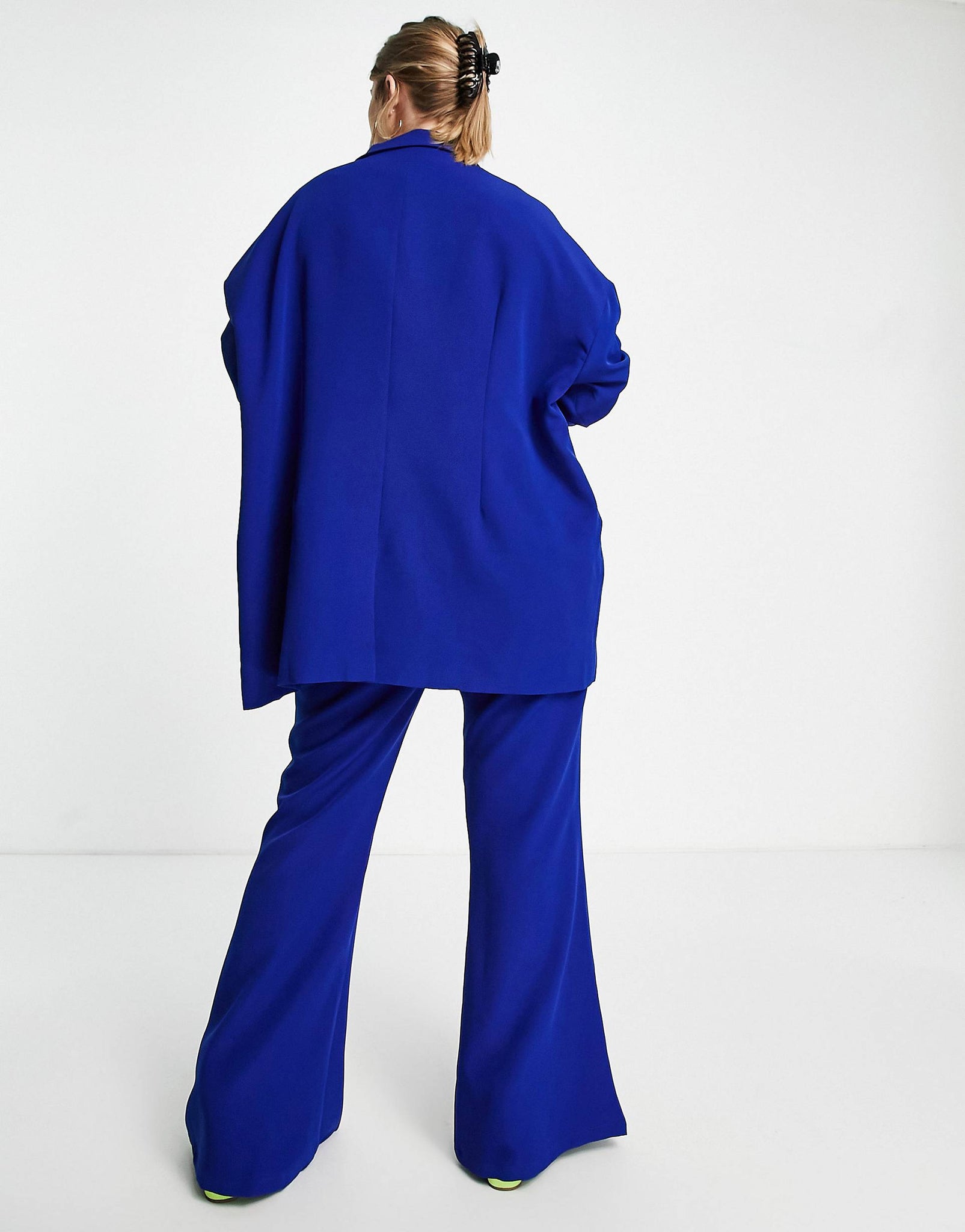 Plus flare leg trouser in cobalt blue