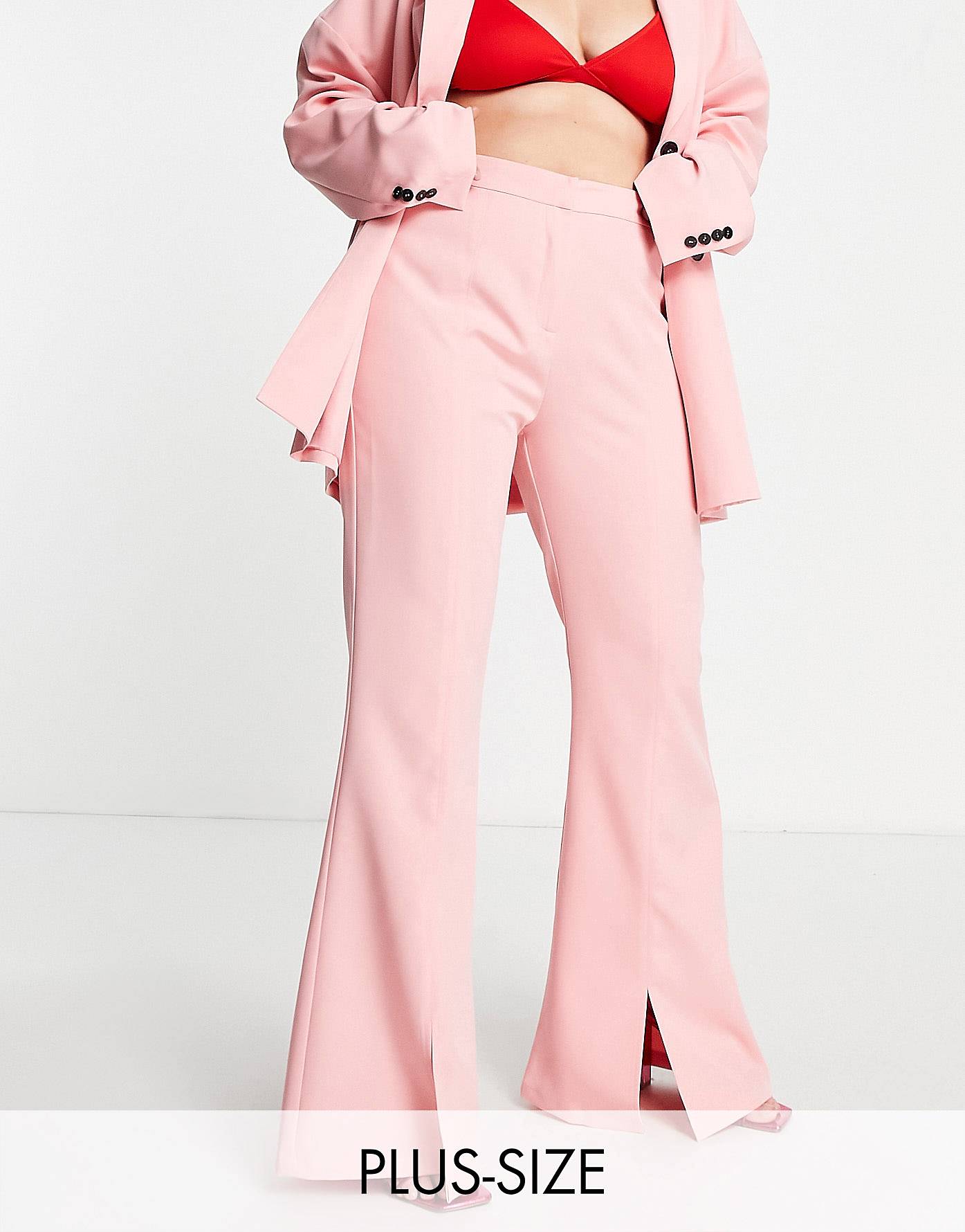 Plus flare leg trousers in bubblegum pink