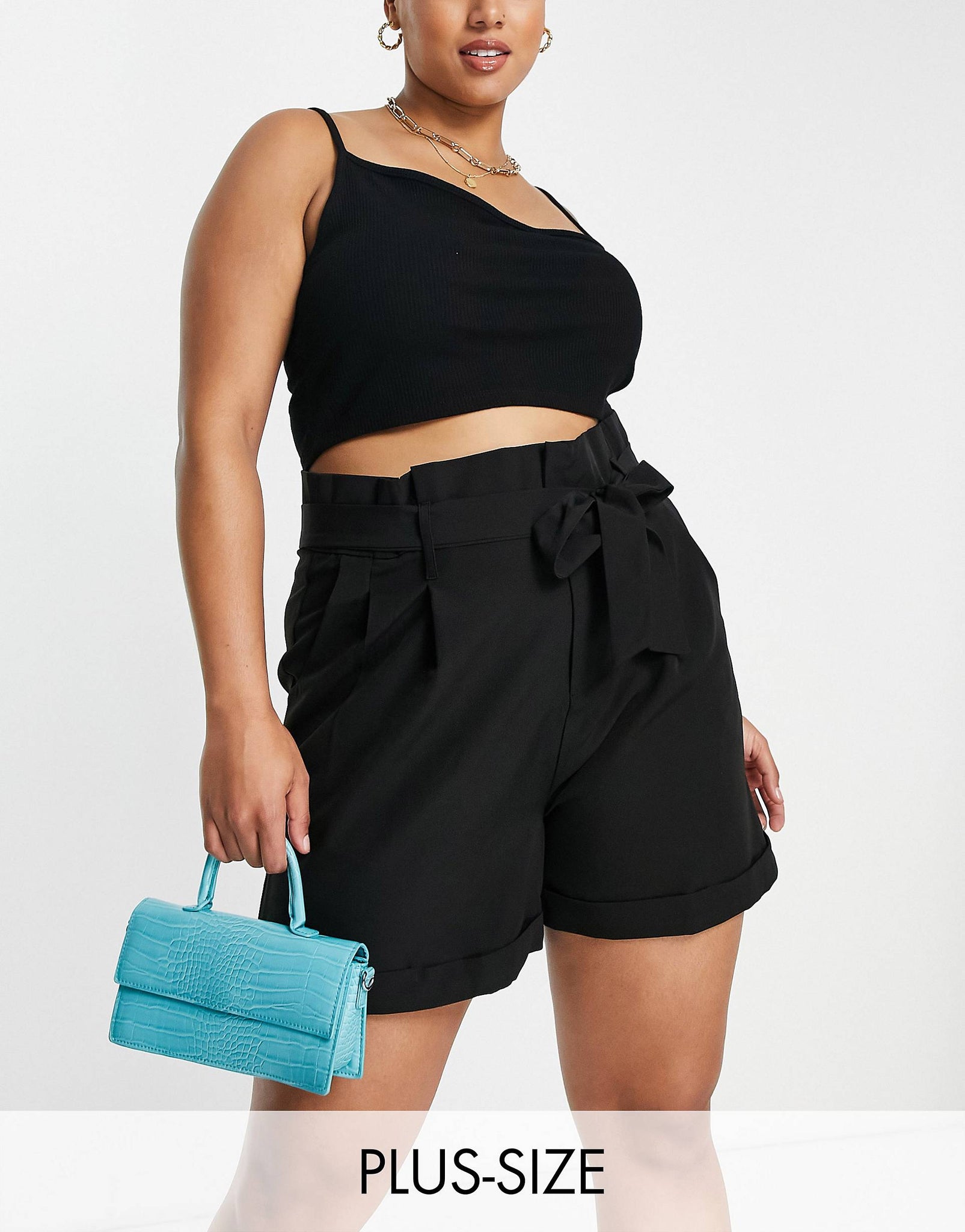 Hero Paperbag Waist Shorts In Black