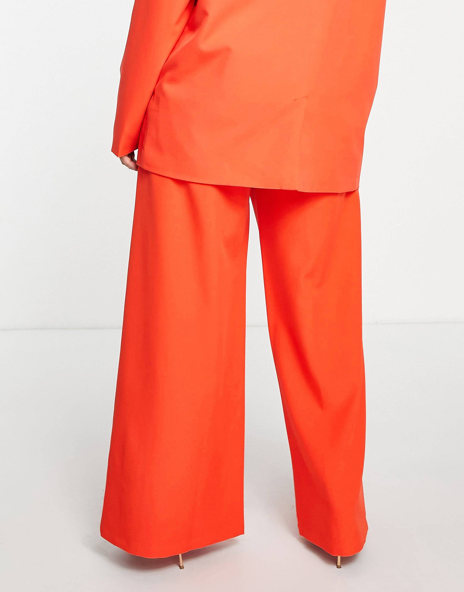 Plus slouchy wide leg trousers in tangerine