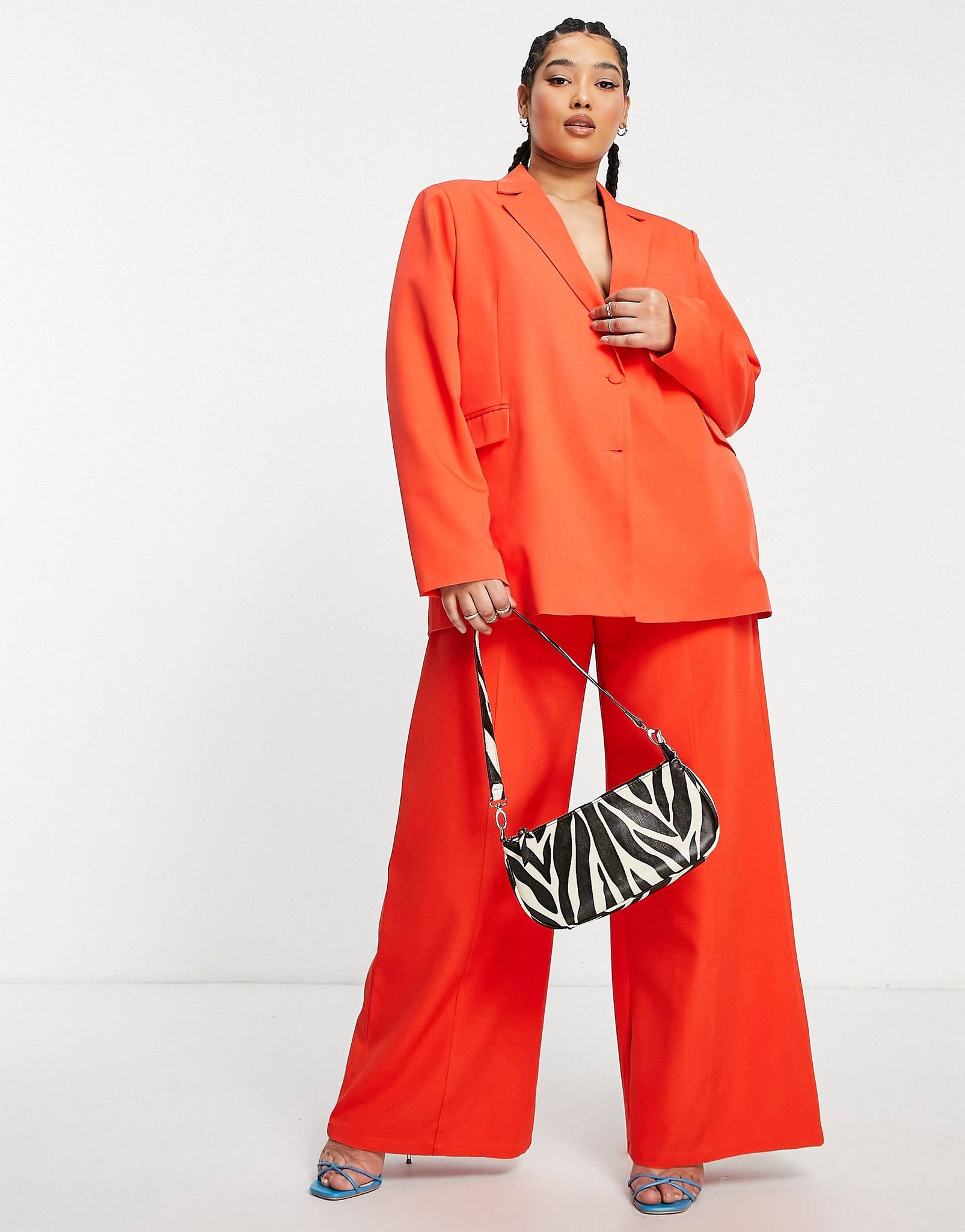 Plus slouchy wide leg trousers in tangerine