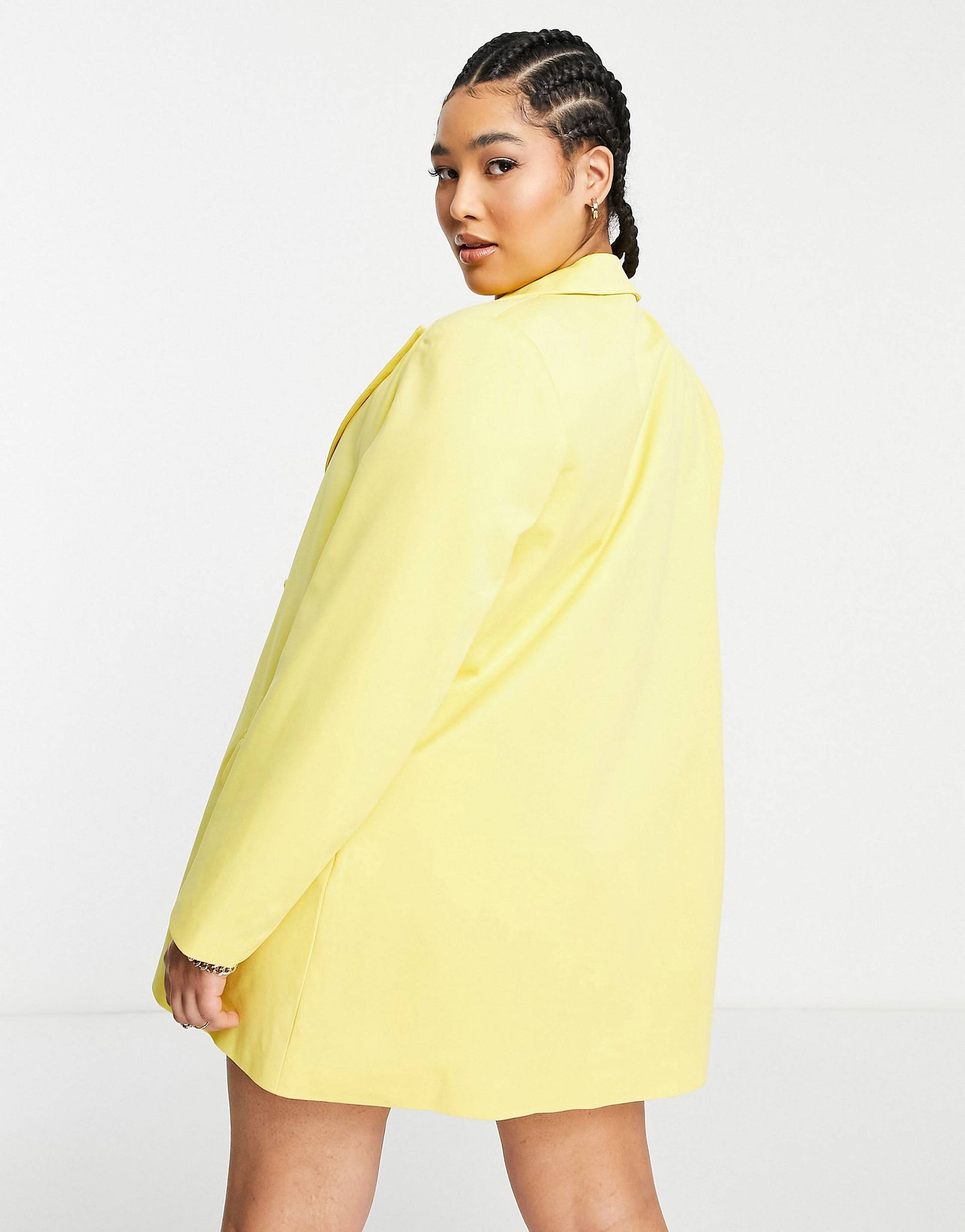 Plus oversized blazer with panel in yellow