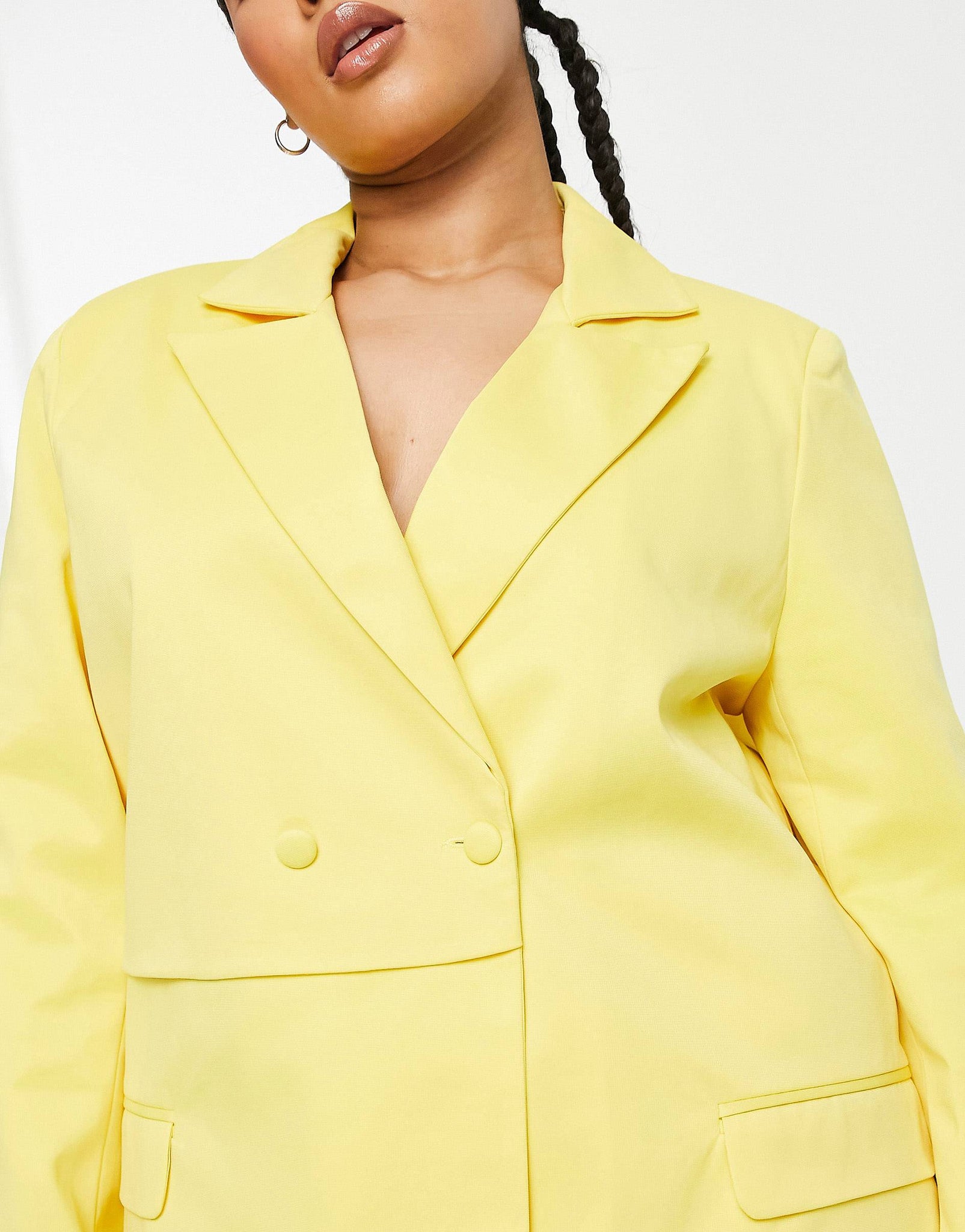 Plus oversized blazer with panel in yellow