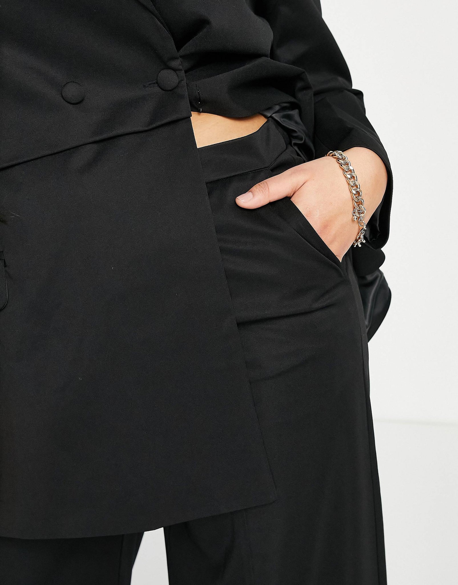 Plus slouchy wide leg trousers in black