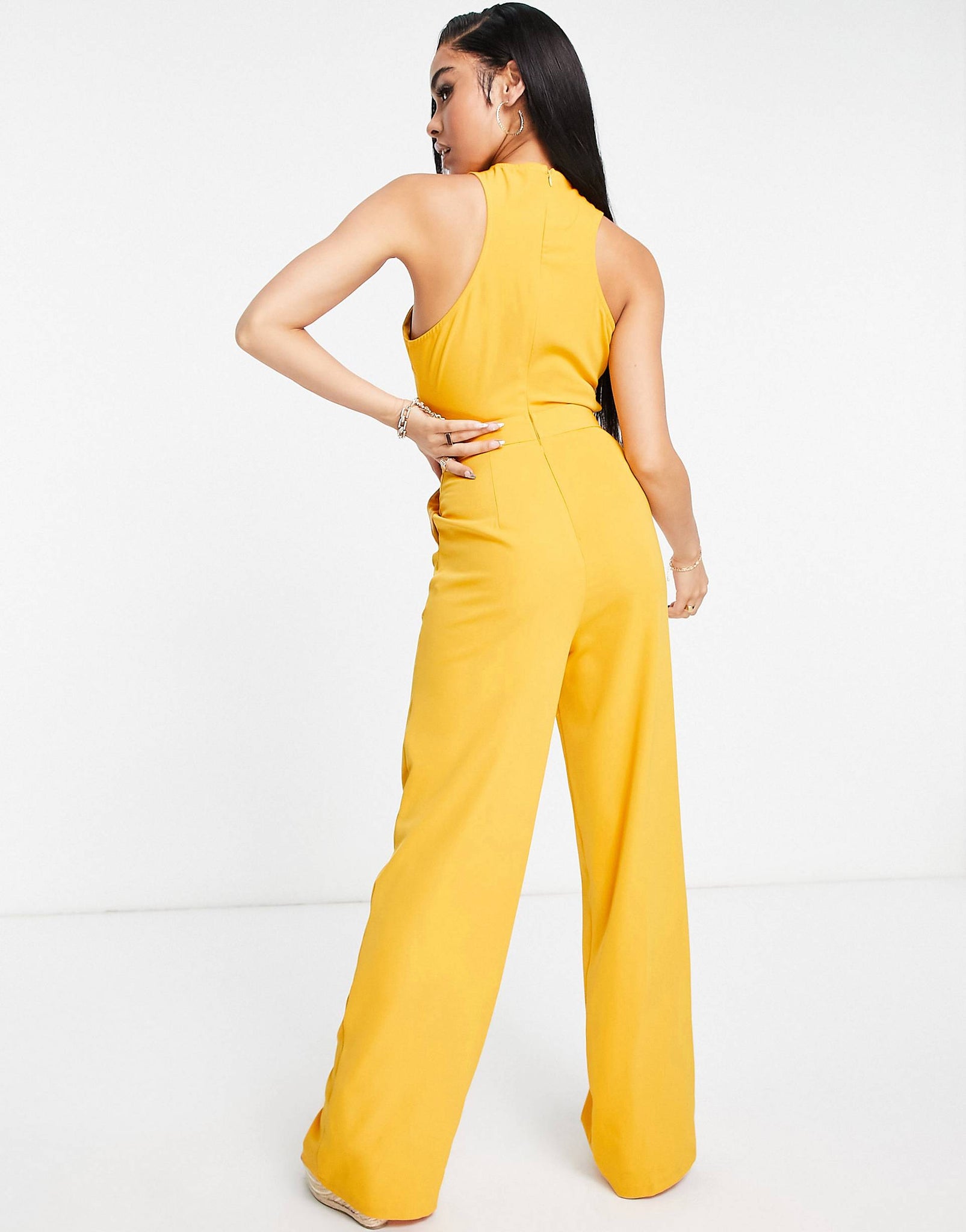 Unique21 Cross Front Wide Leg Jumpsuit In Mango