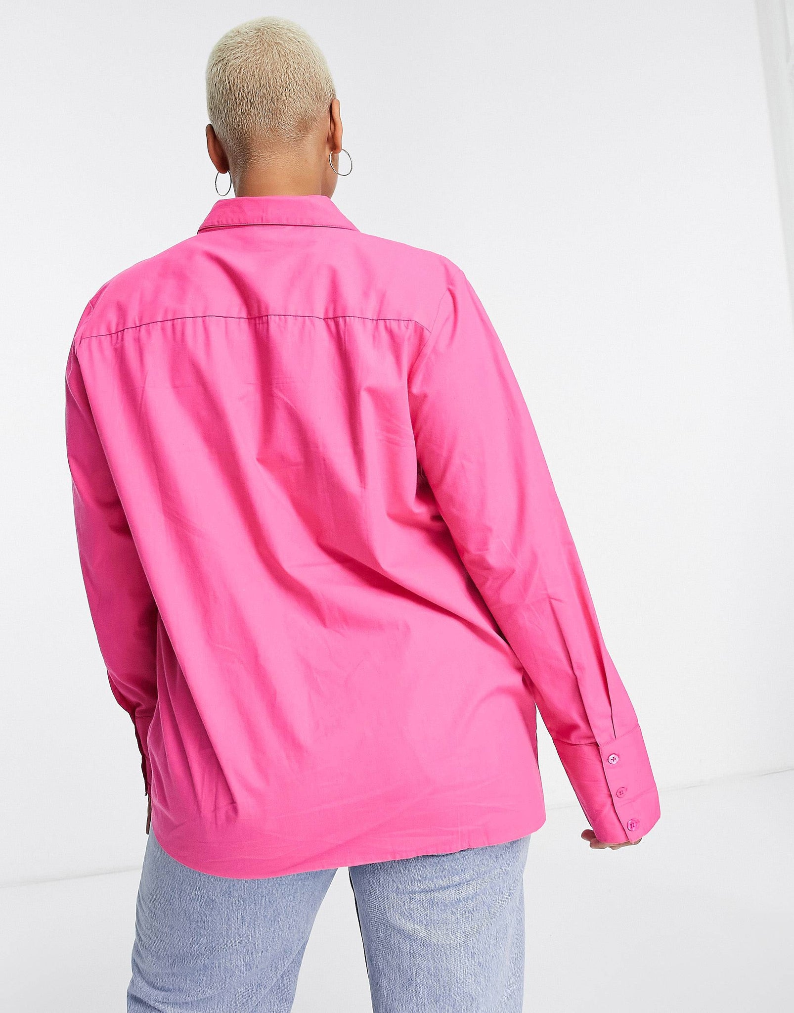 Plus cotton oversized shirt in hot pink