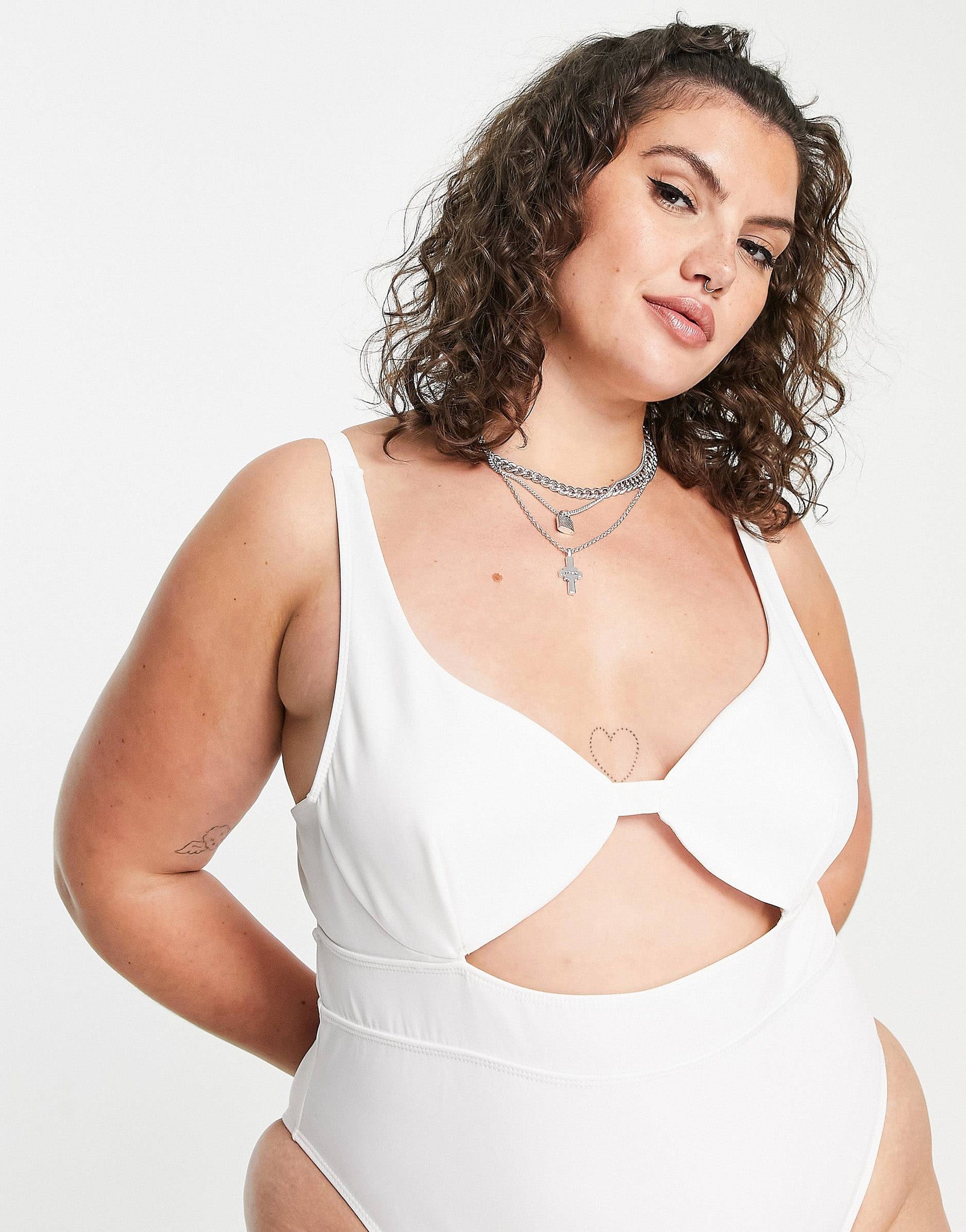 Plus bralet cut out body in off white co-ord