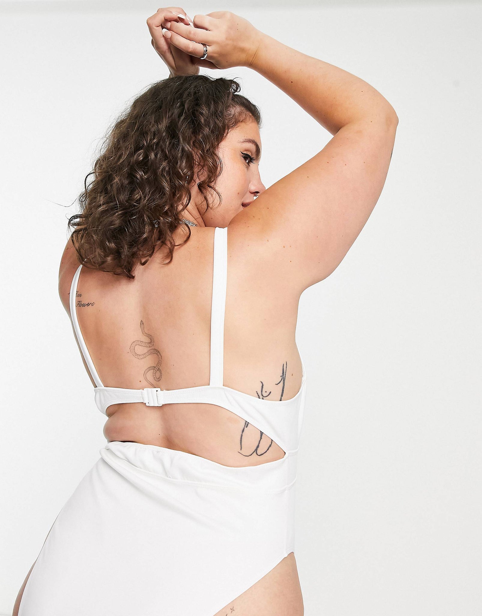 Plus bralet cut out body in off white co-ord