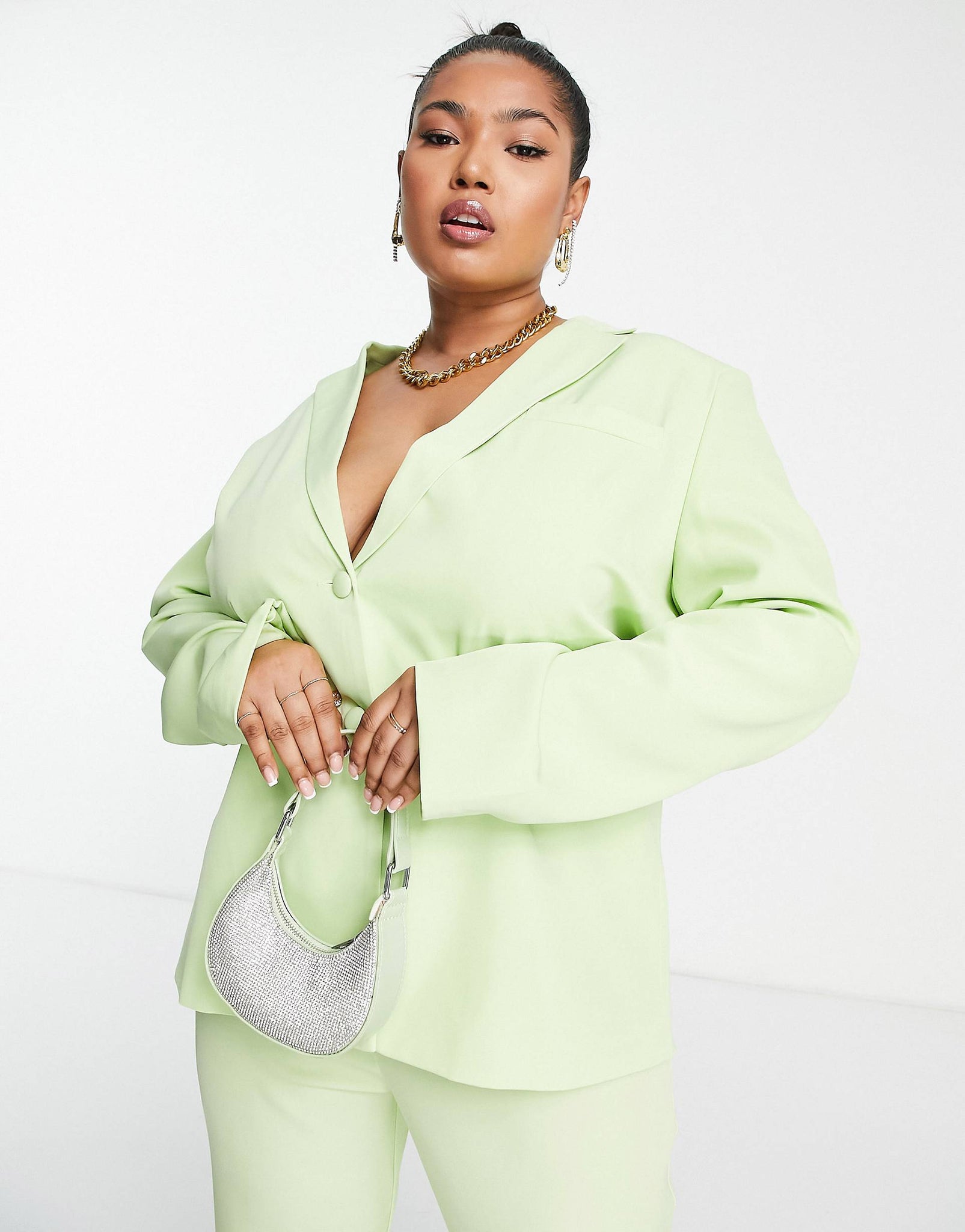 Plus oversized blazer in lime green