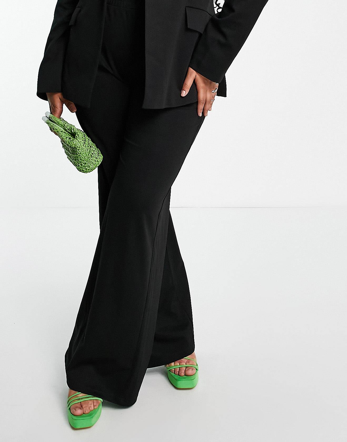 Plus perfect basic jersey tailored trousers in black co-ord