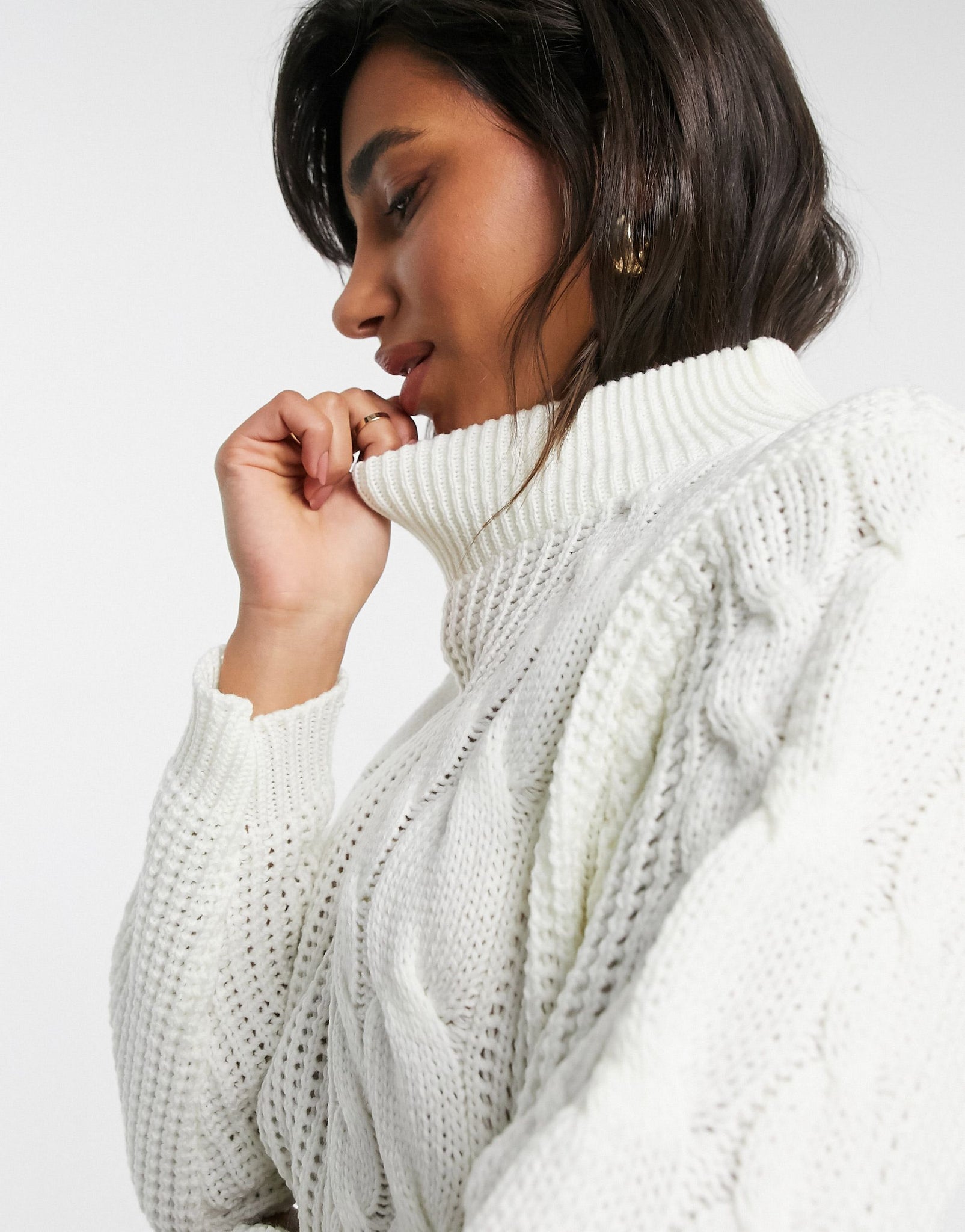 Unique21 Chunky Cable Knit Sweater In White