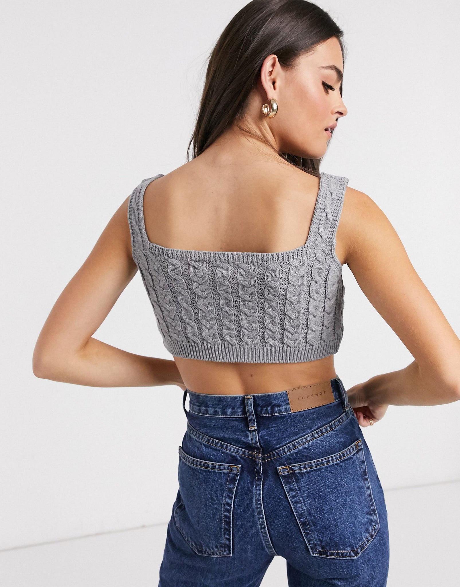 Unique21 Cable Knitted Bralet In Grey