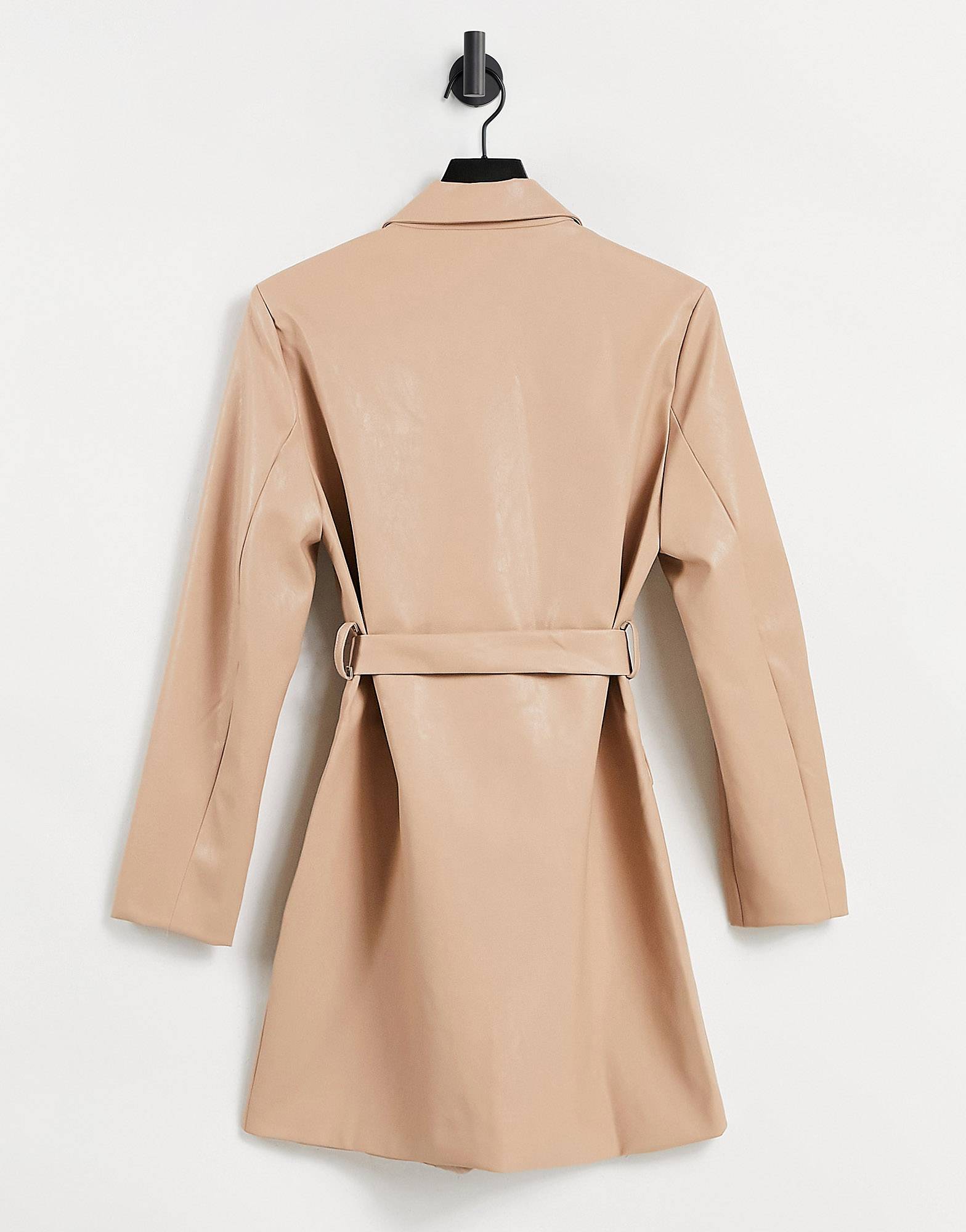 Unique21 Pu Blazer Dress In Beige