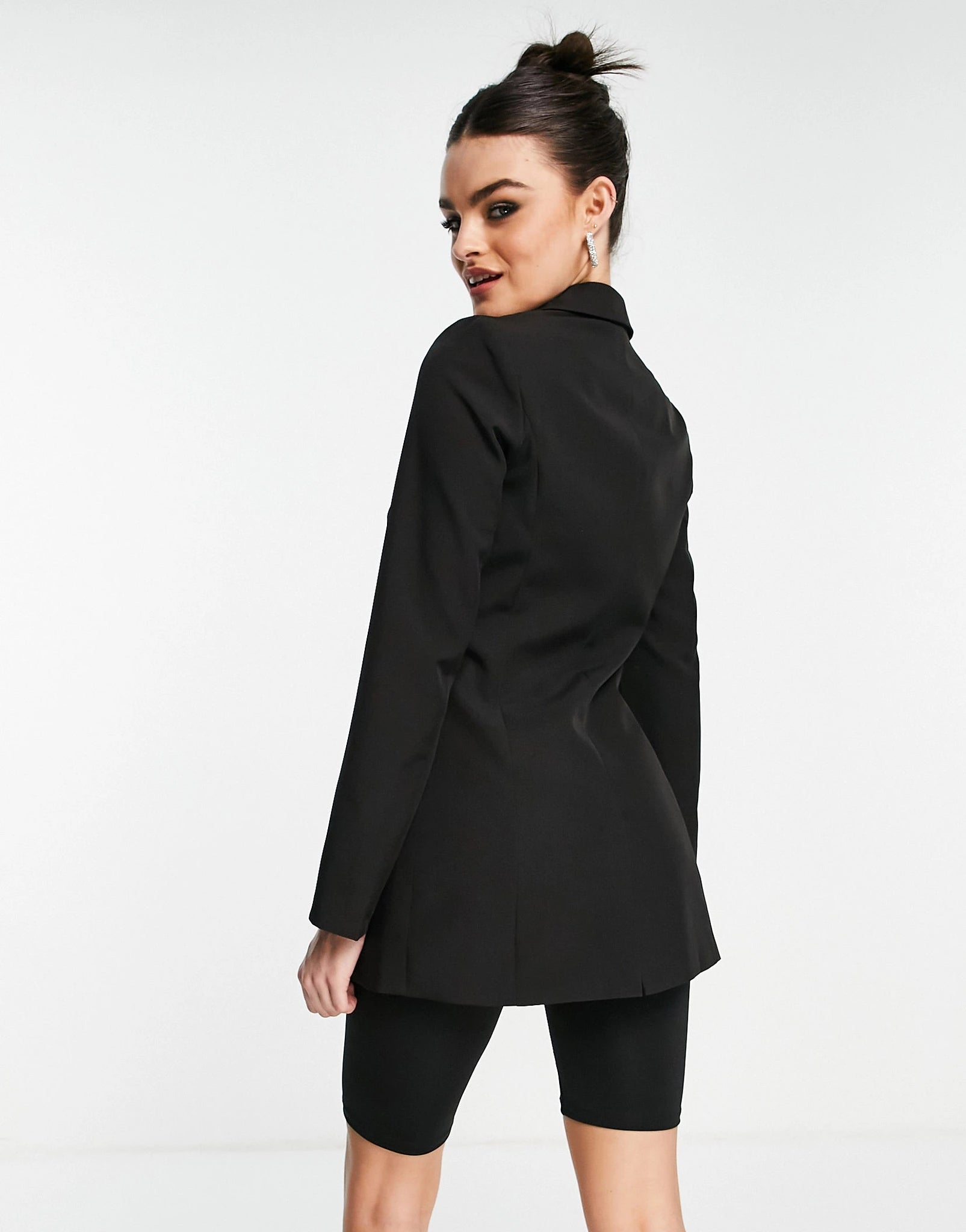 Black Long Sleeve Tailored Single Button Blazer