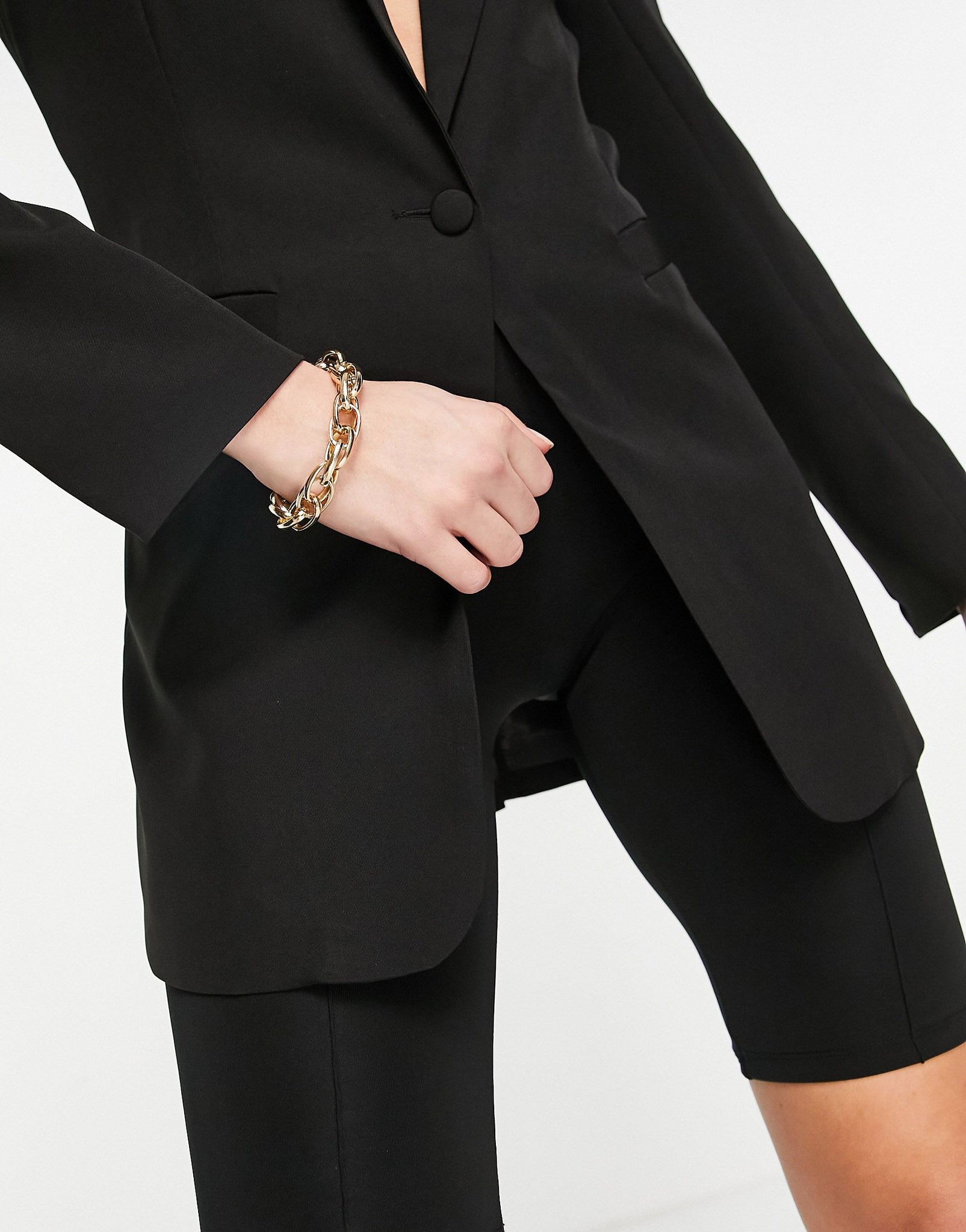 Black Long Sleeve Tailored Single Button Blazer