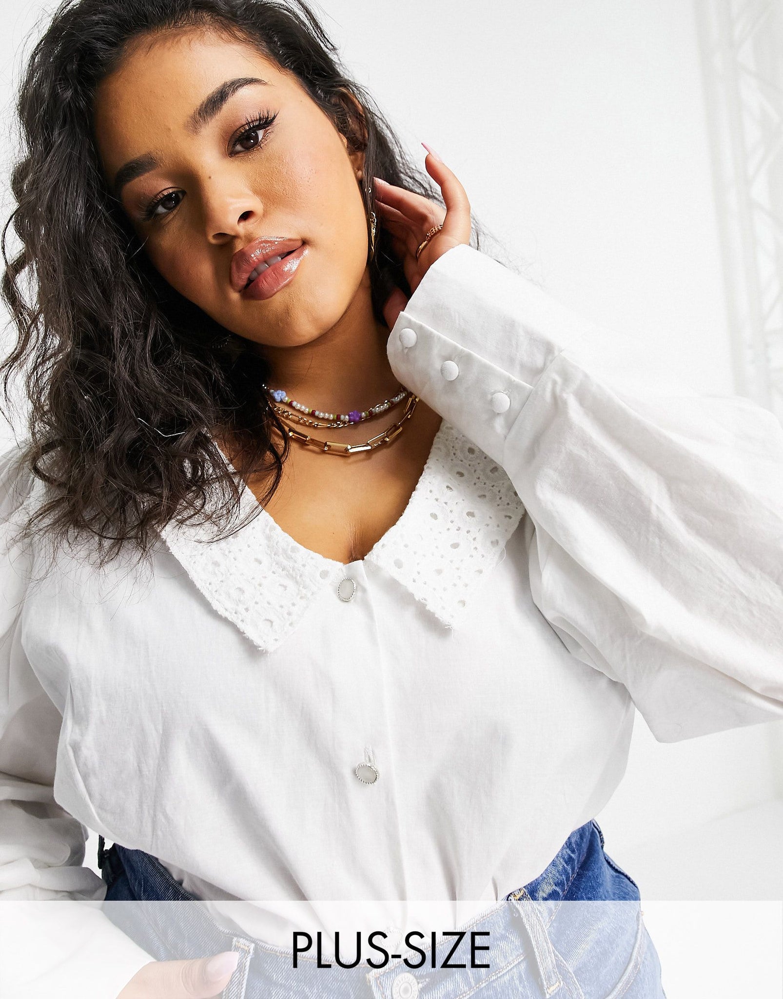 Unique21 Hero Curve Puff Sleeve Shirt In White