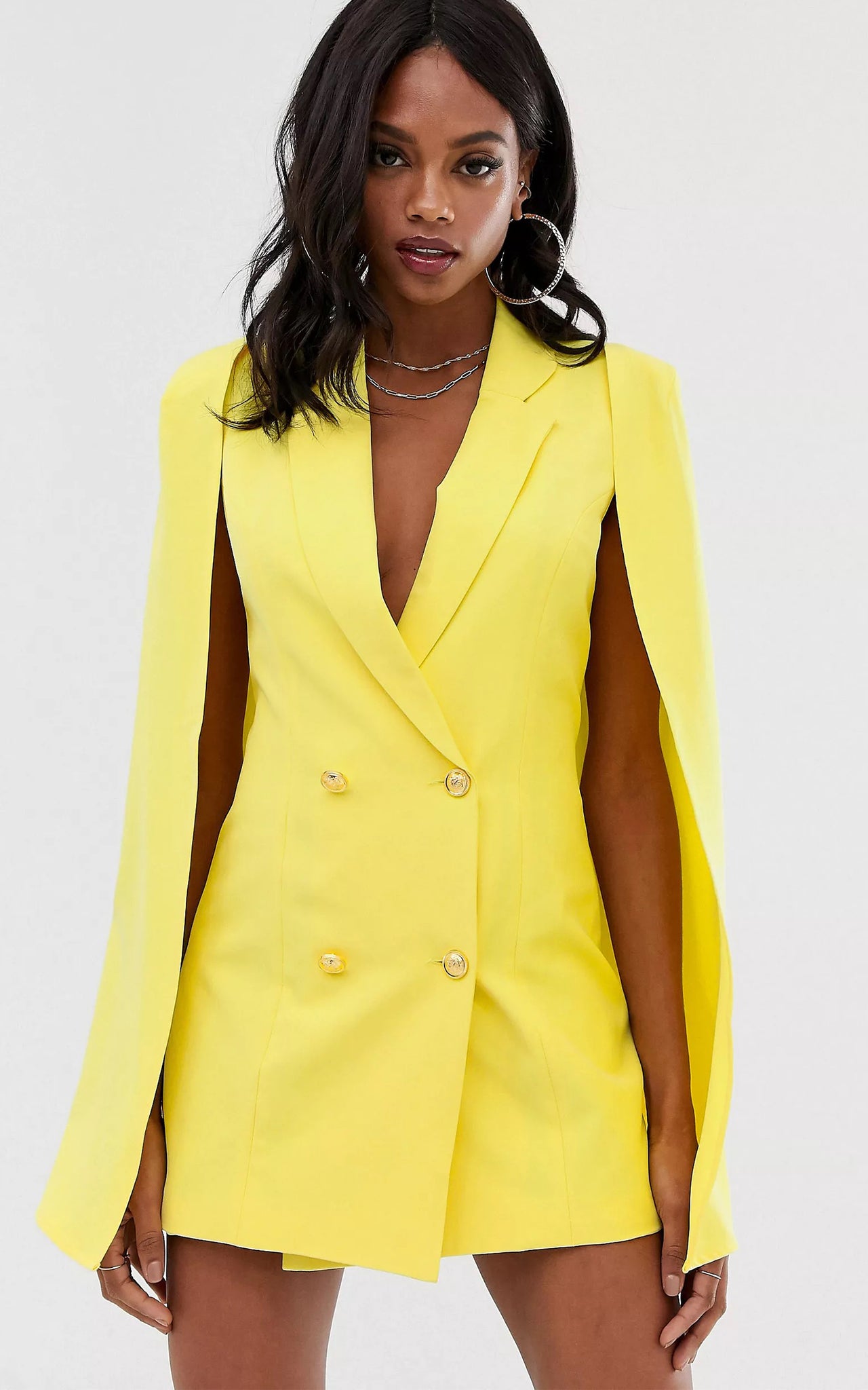 Women's Blazer Blazer Dress Yellow PrettyLittleThing Women's Textured Button Oversized Blazer Dress In Yellow Size: Women's Blazer Blazer Dress Yellow PrettyLittleThing Women's Textured Button Oversized Blazer Dress In Yellow Size: