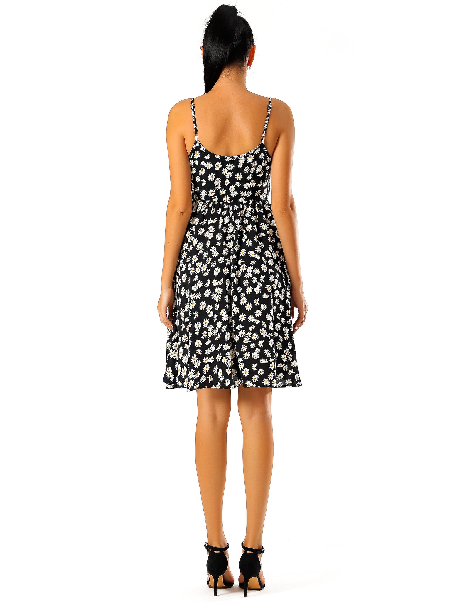 BLACK DAISY PRINT Mini Dress