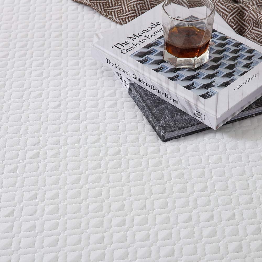 Akarise 8 Inch Memory Foam Mattress with Removeable Quilted Cover White