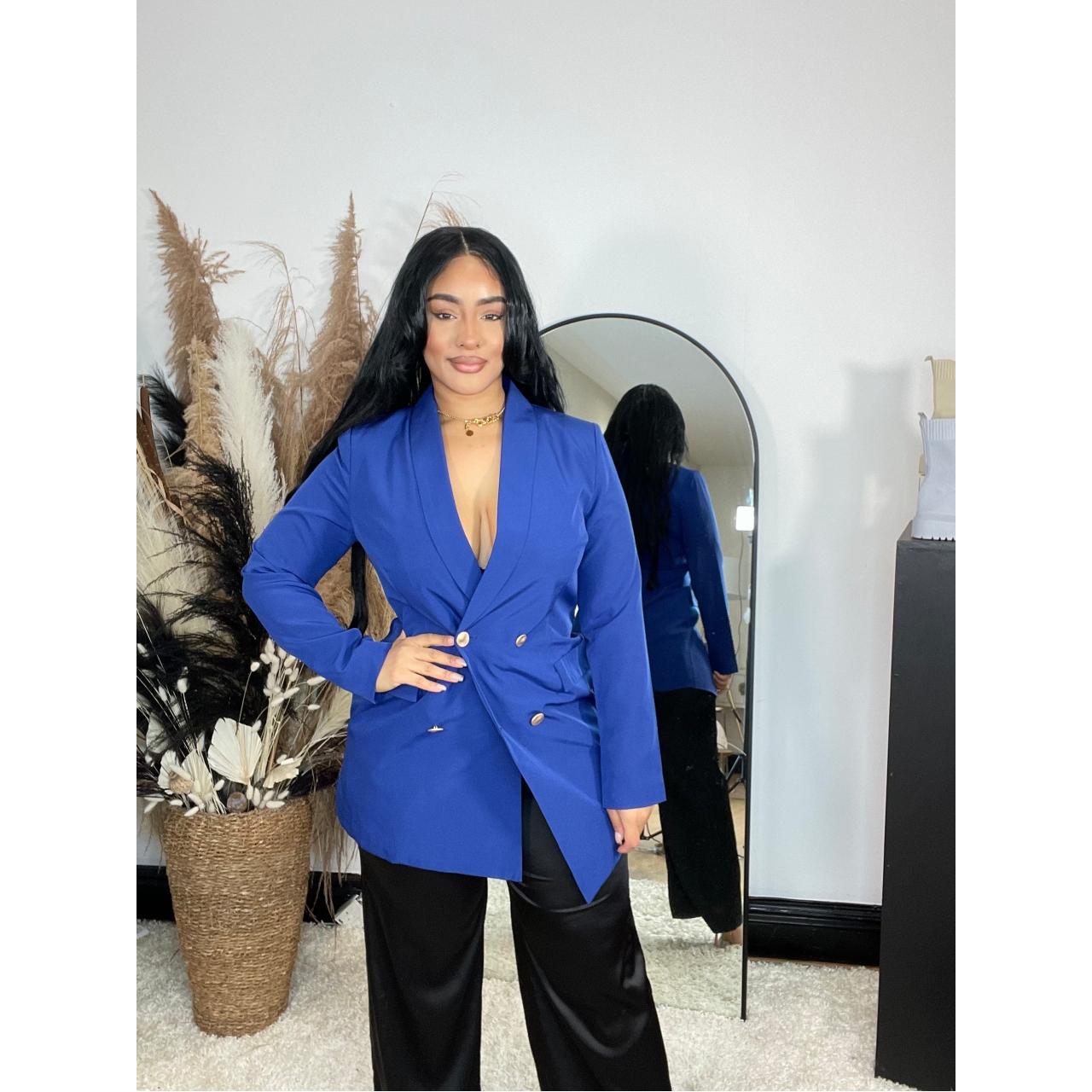 Asymmetrical Navy Blazer Dress Premium Asymmetric Blazer Dress
