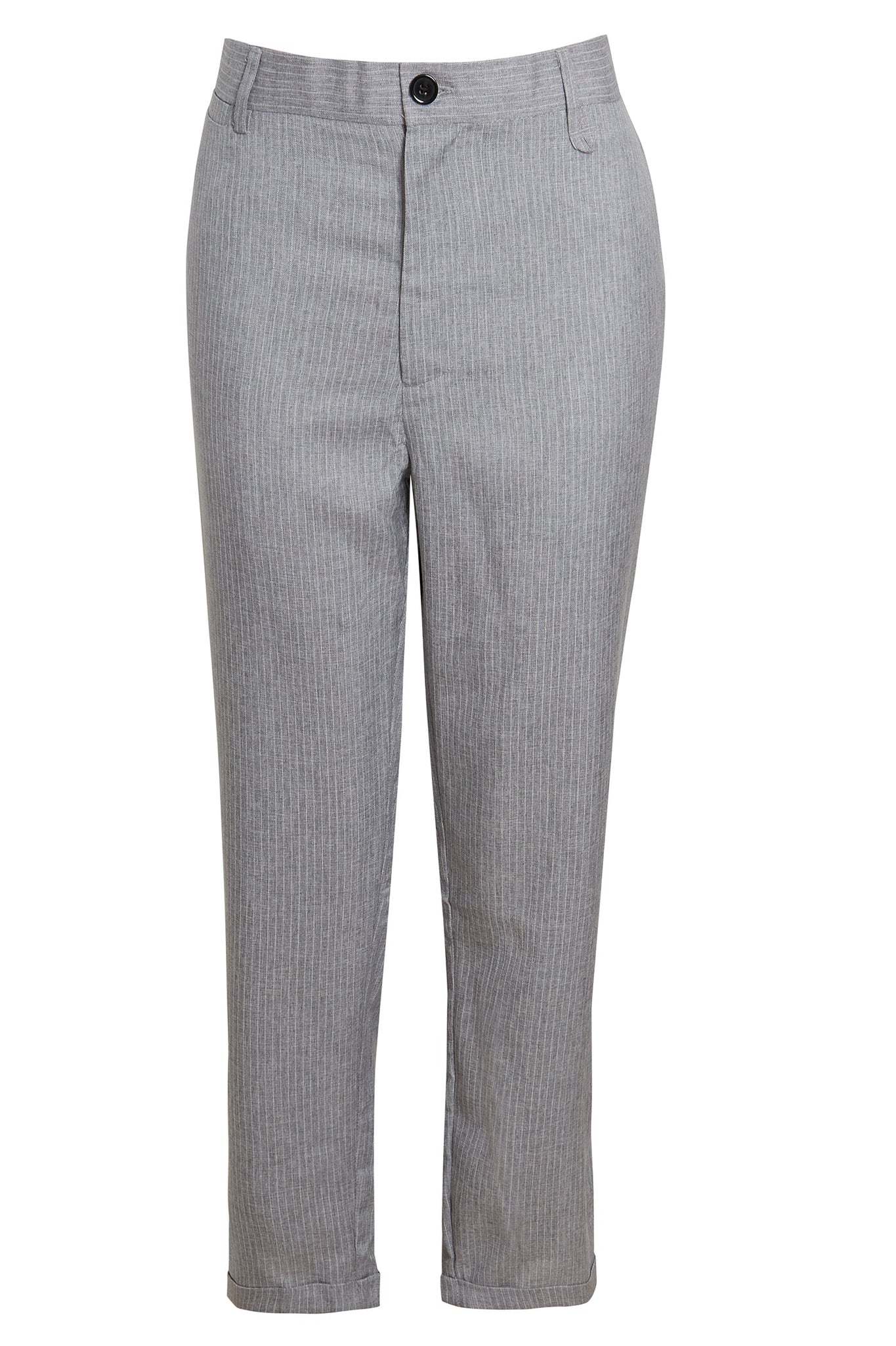 PIN STRIPE TURN-UP TAPERED TROUSER