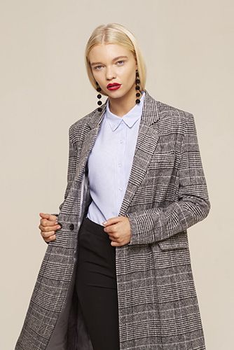 GREY CHECK CROMBIE COAT